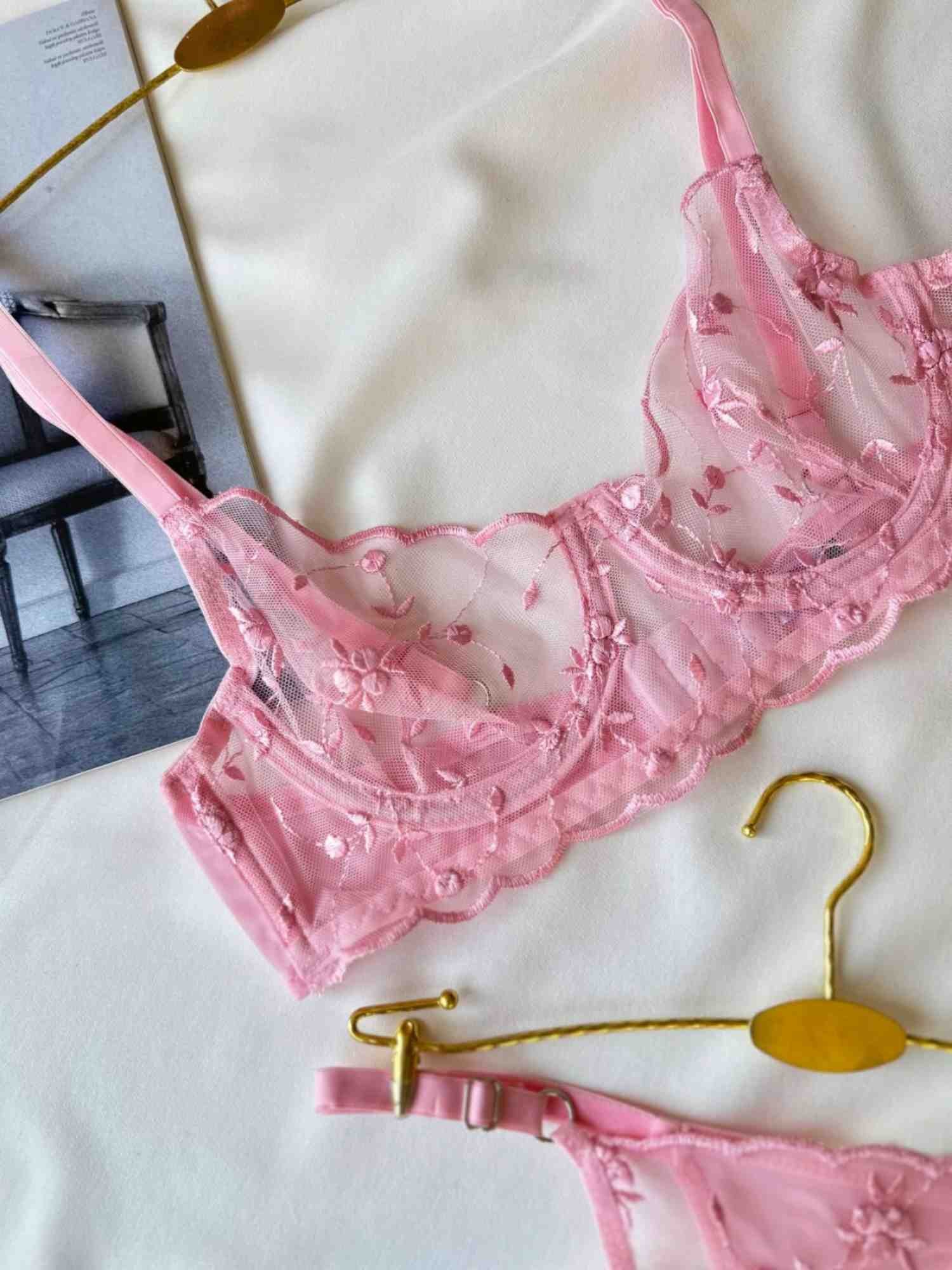 TOZ PEMBE BRA SET