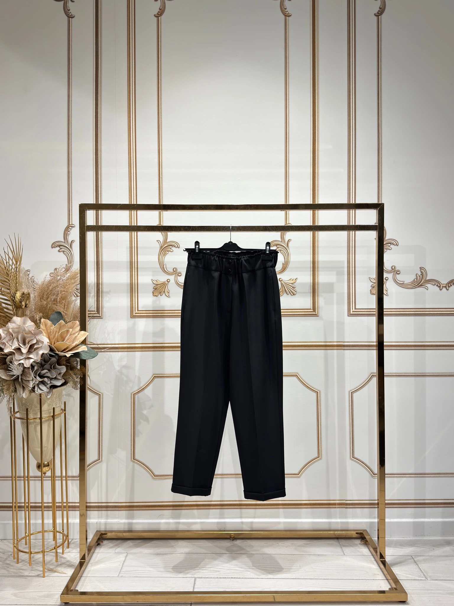 BELİ LASTİKLİ İNCE DUBLE PAÇA PANTOLON