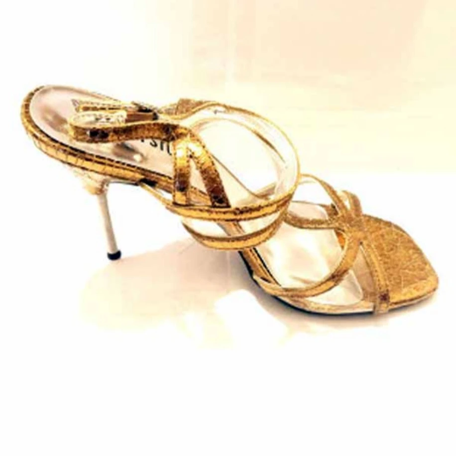 Victoria's Secret Moda International Sling Altın Abiye Topuklu Düğün Nişan Kadın Ayakkabısı