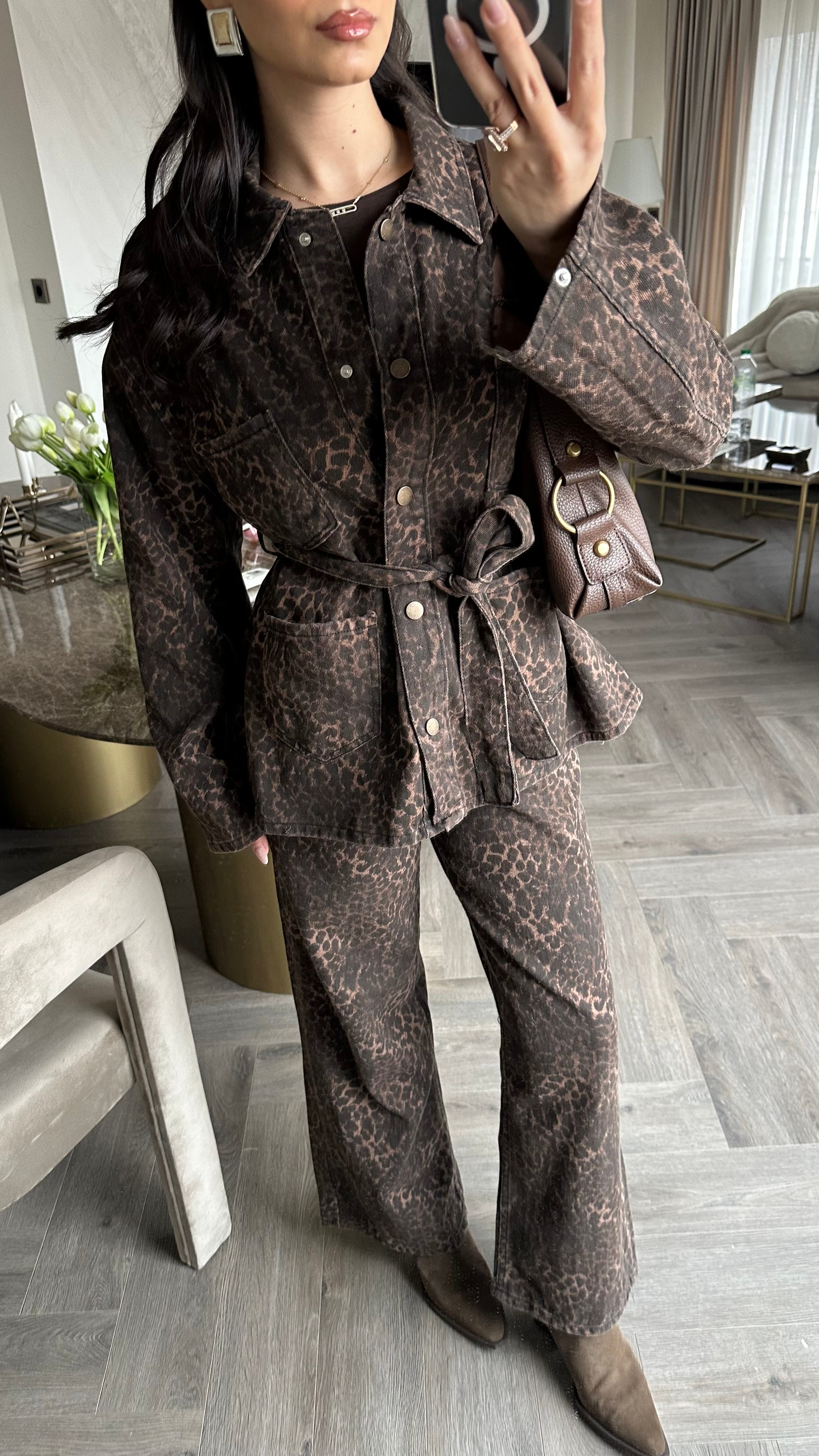 Kuşaklı Leopar Ceket 