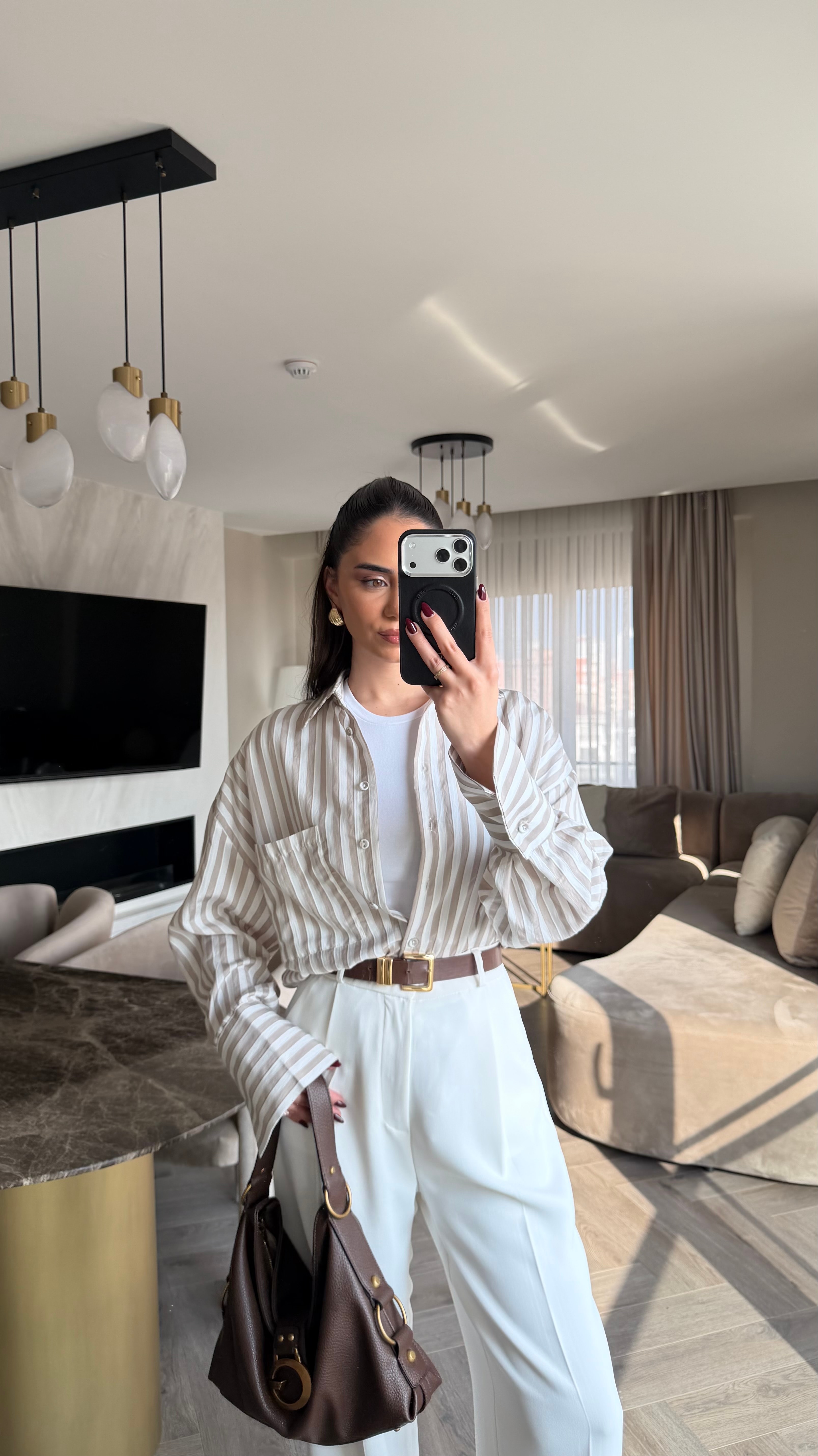 Çizgili Oversize Gömlek 