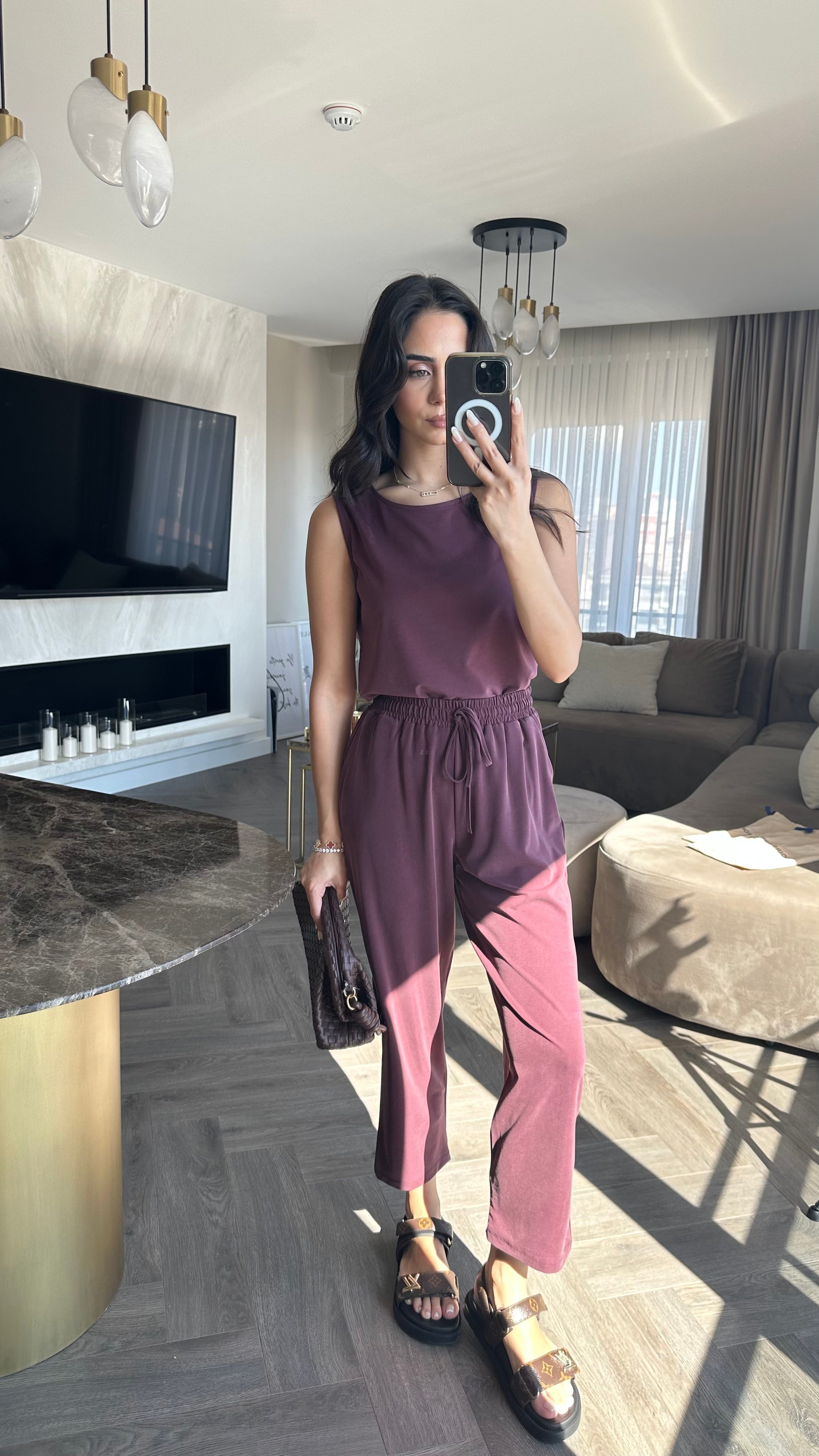 Modal Sıfır Kol Takım Bordo