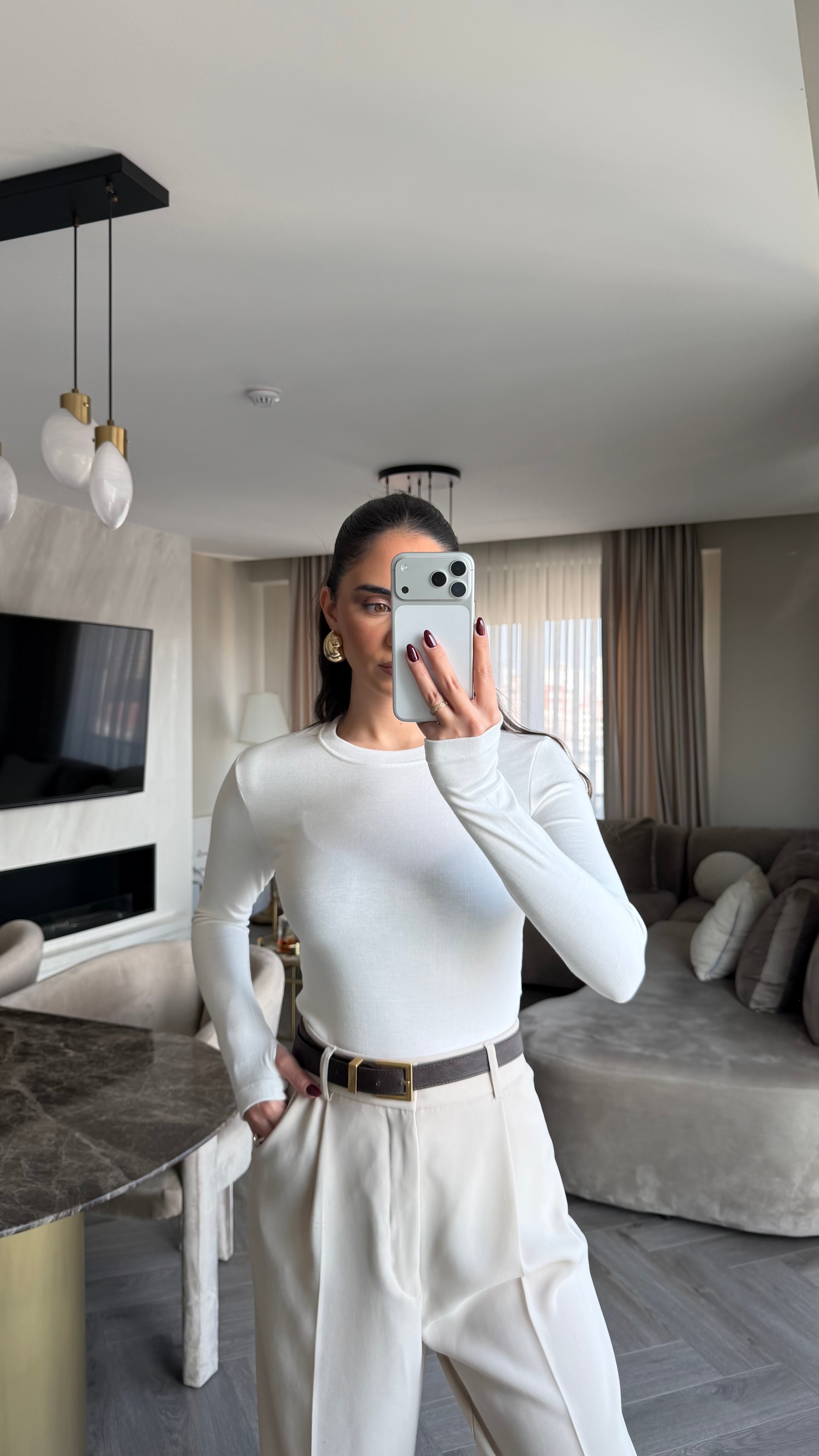 Oys Parmak Geçmeli Body  - Ekru