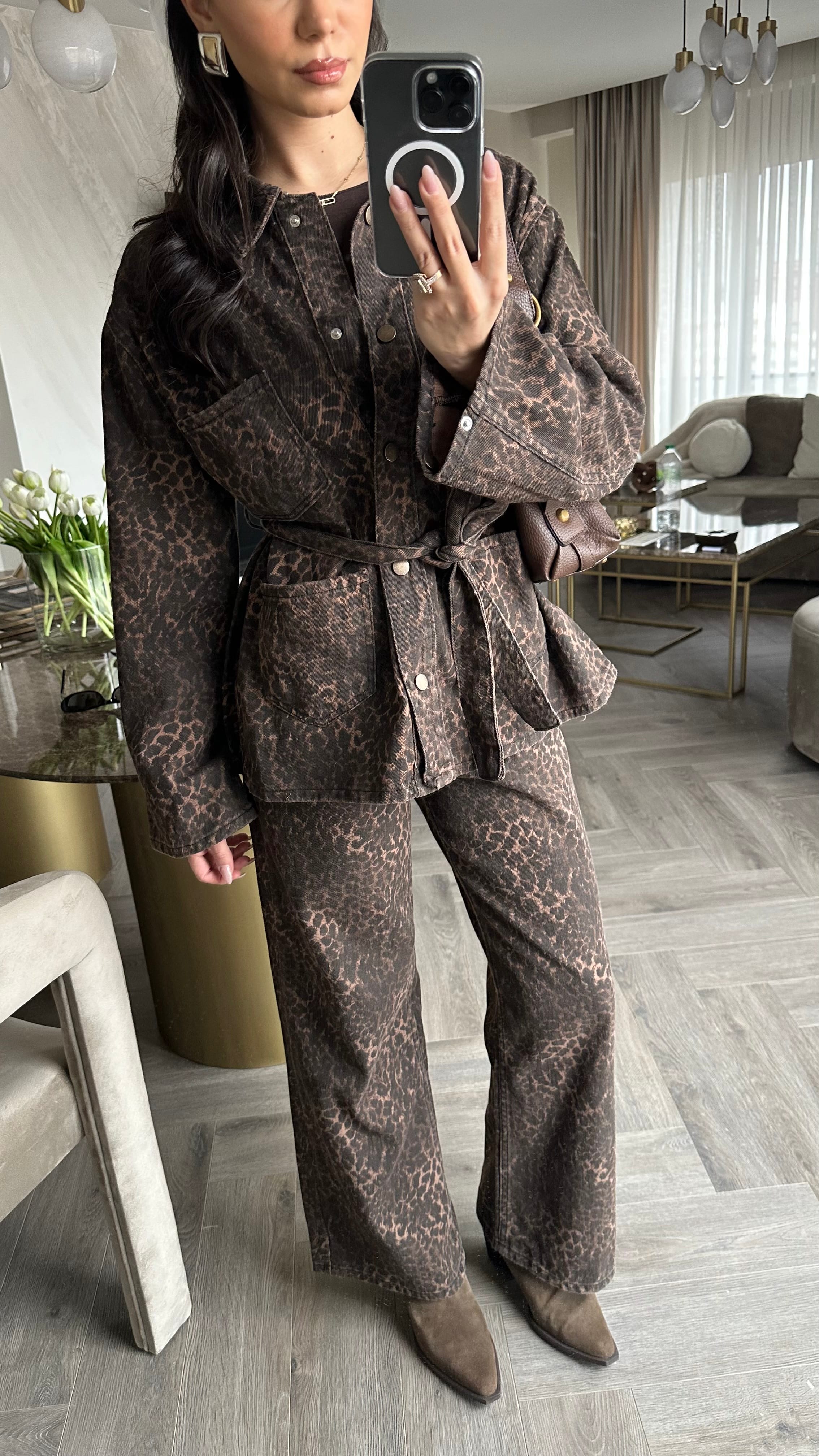 Gabardin Pantolon Leopar 