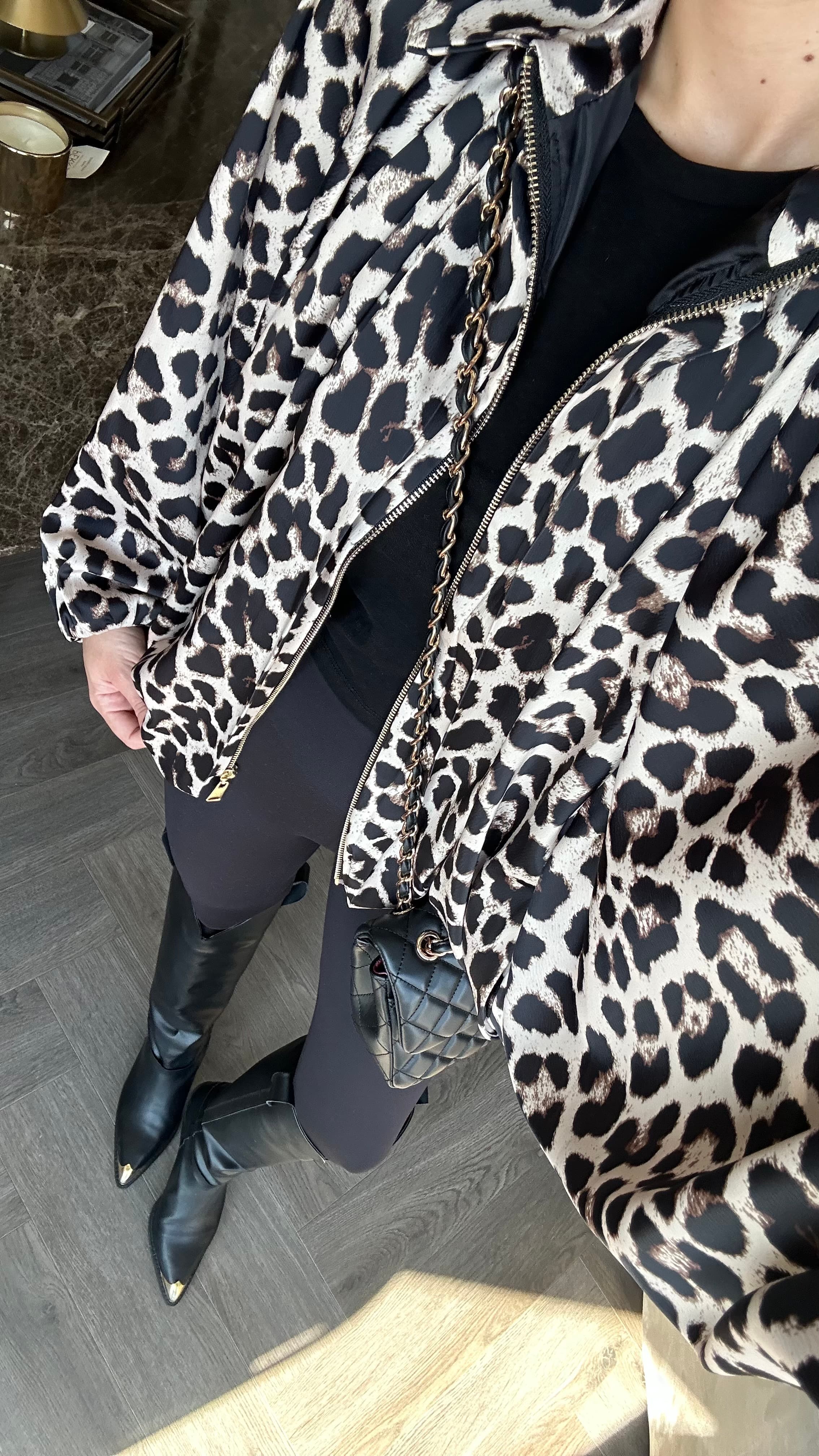 Saten Bomber Ceket Leopar