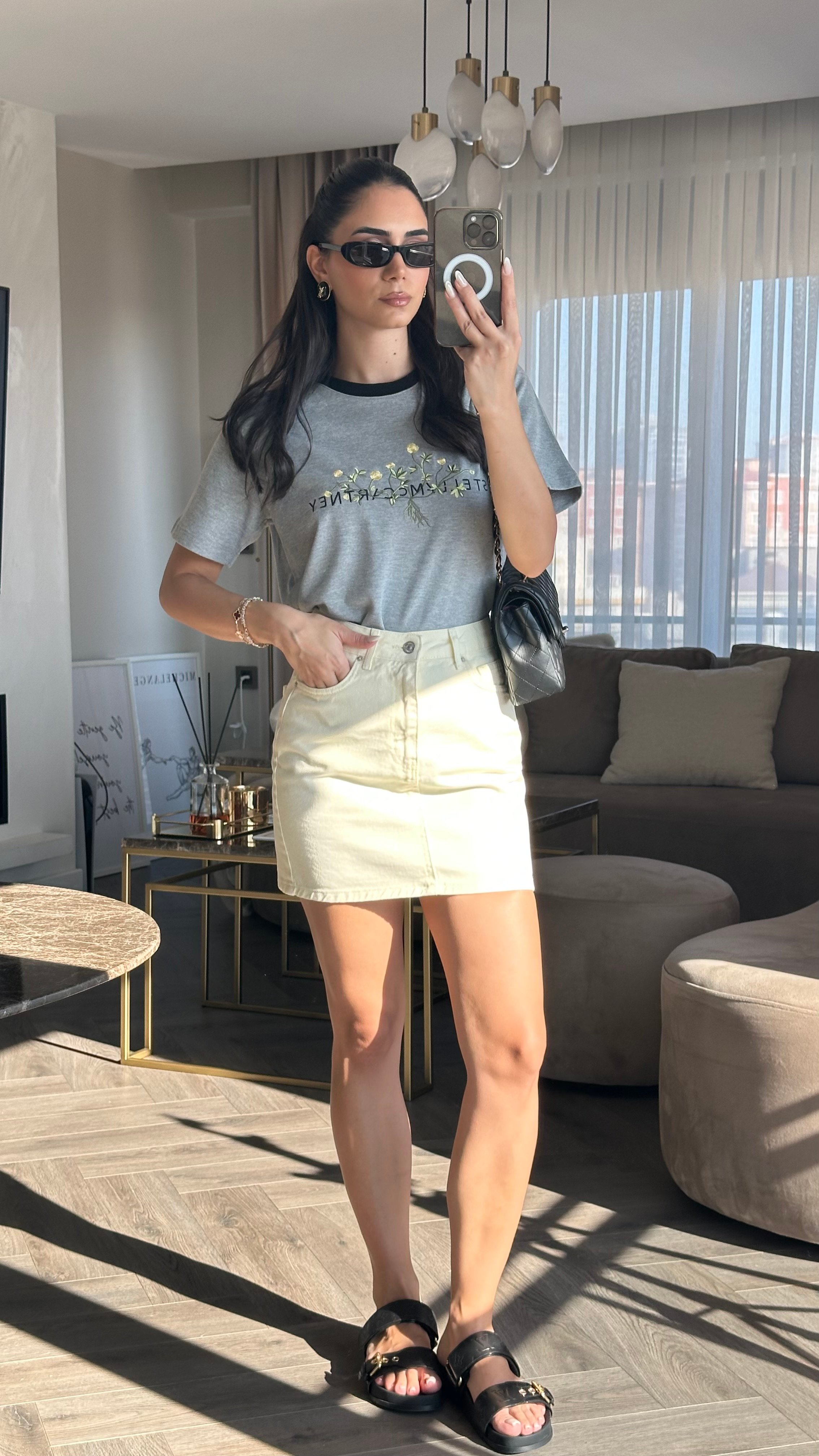 Mini Kot Etek Sarı