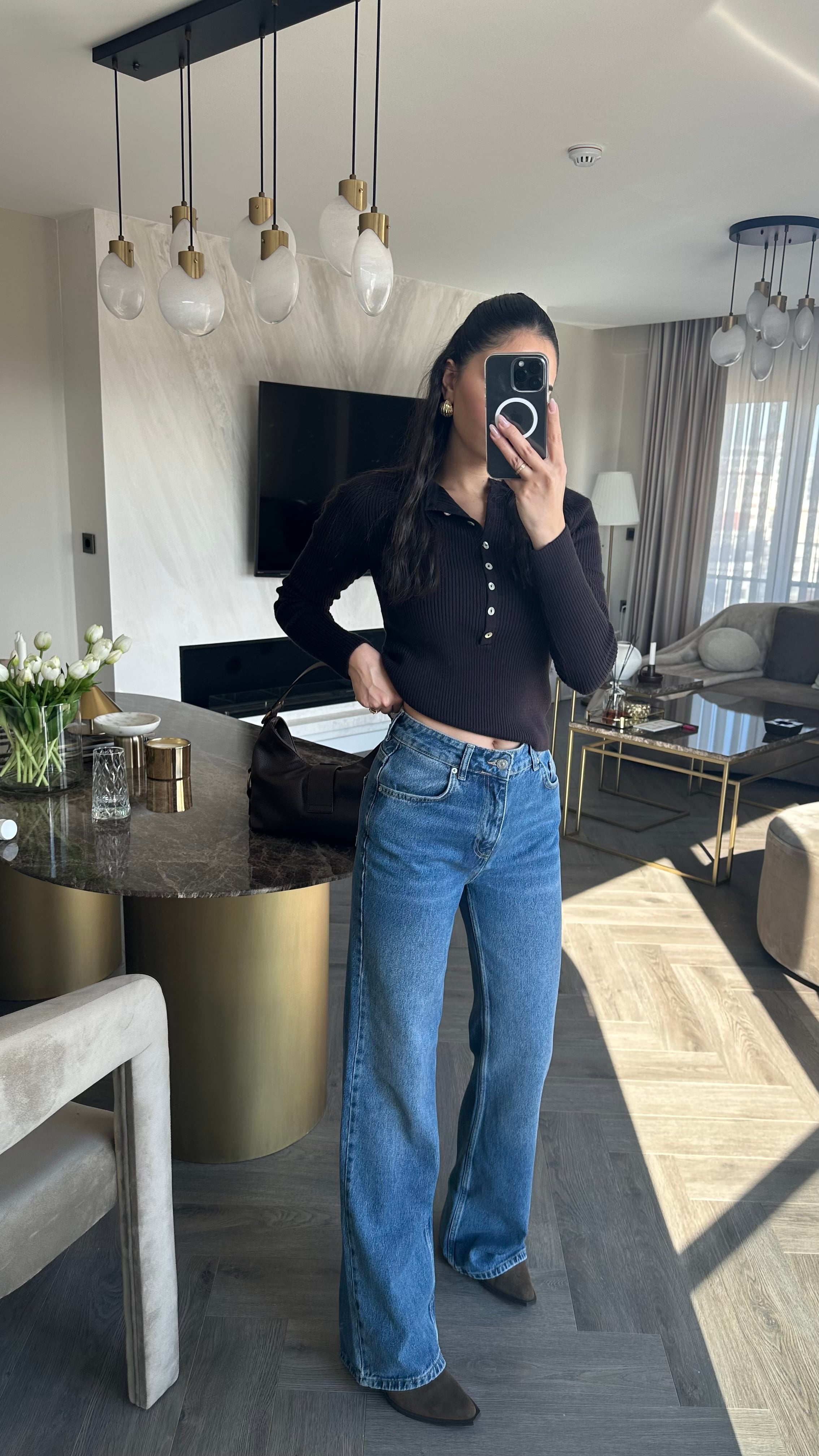 Yumuşak Dokulu Wide Leg Jean 