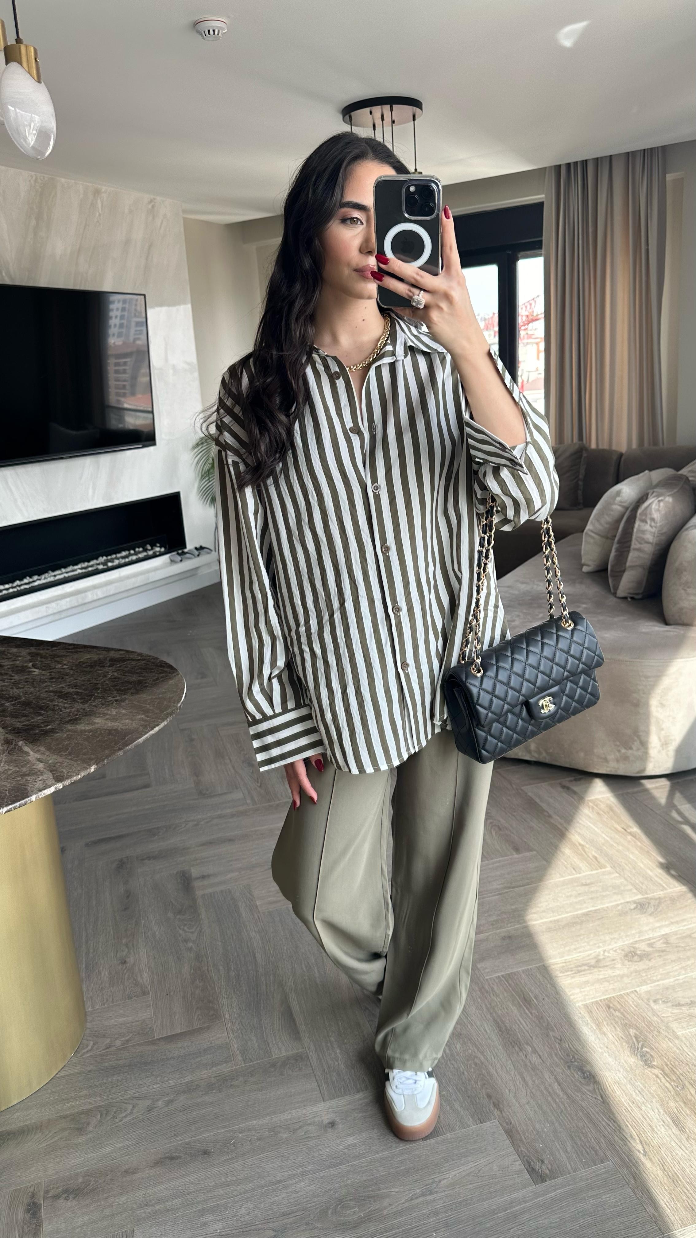 Massimo Oversize Gömlek Yeşil