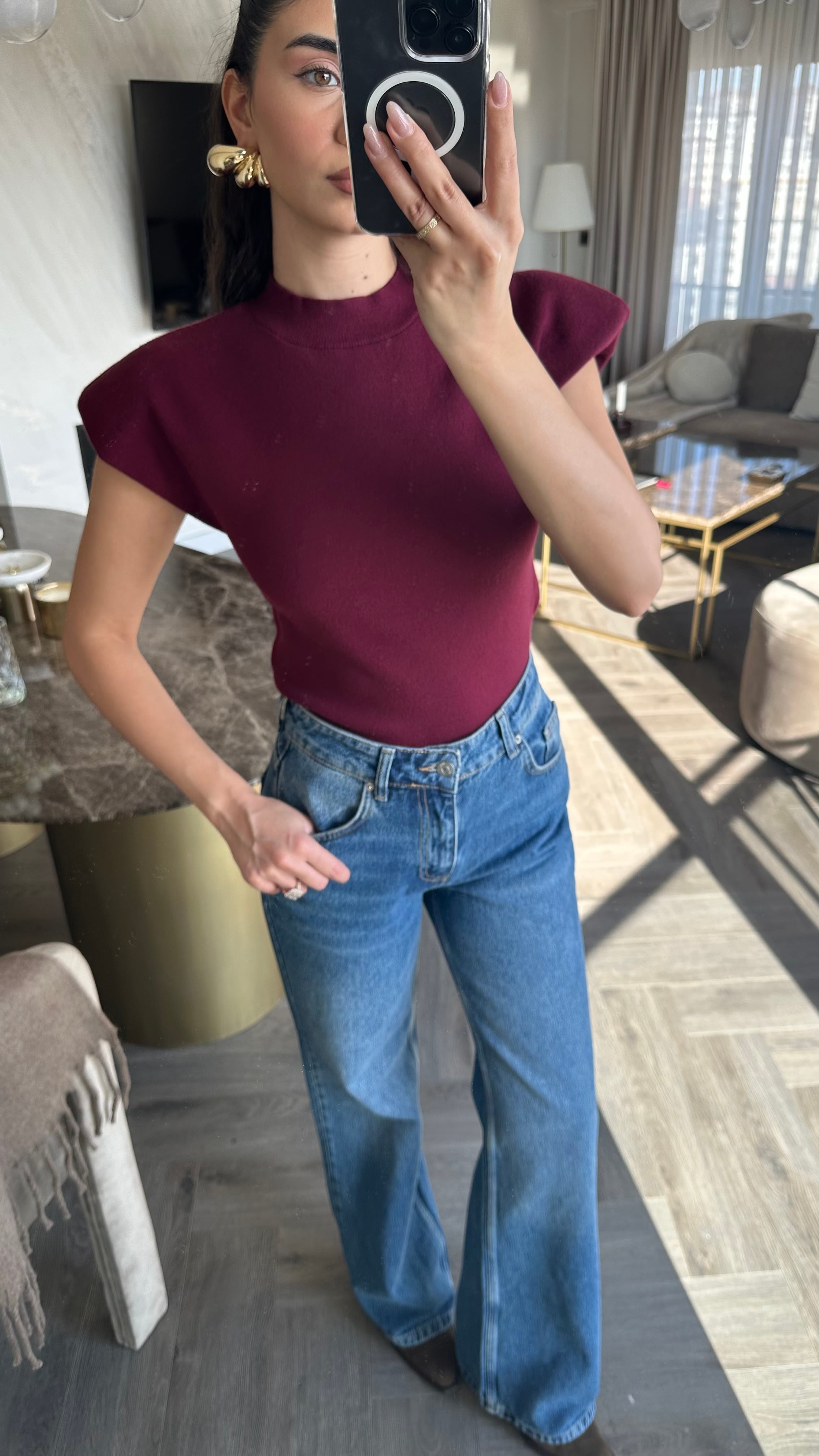 Vatkalı Triko Bordo