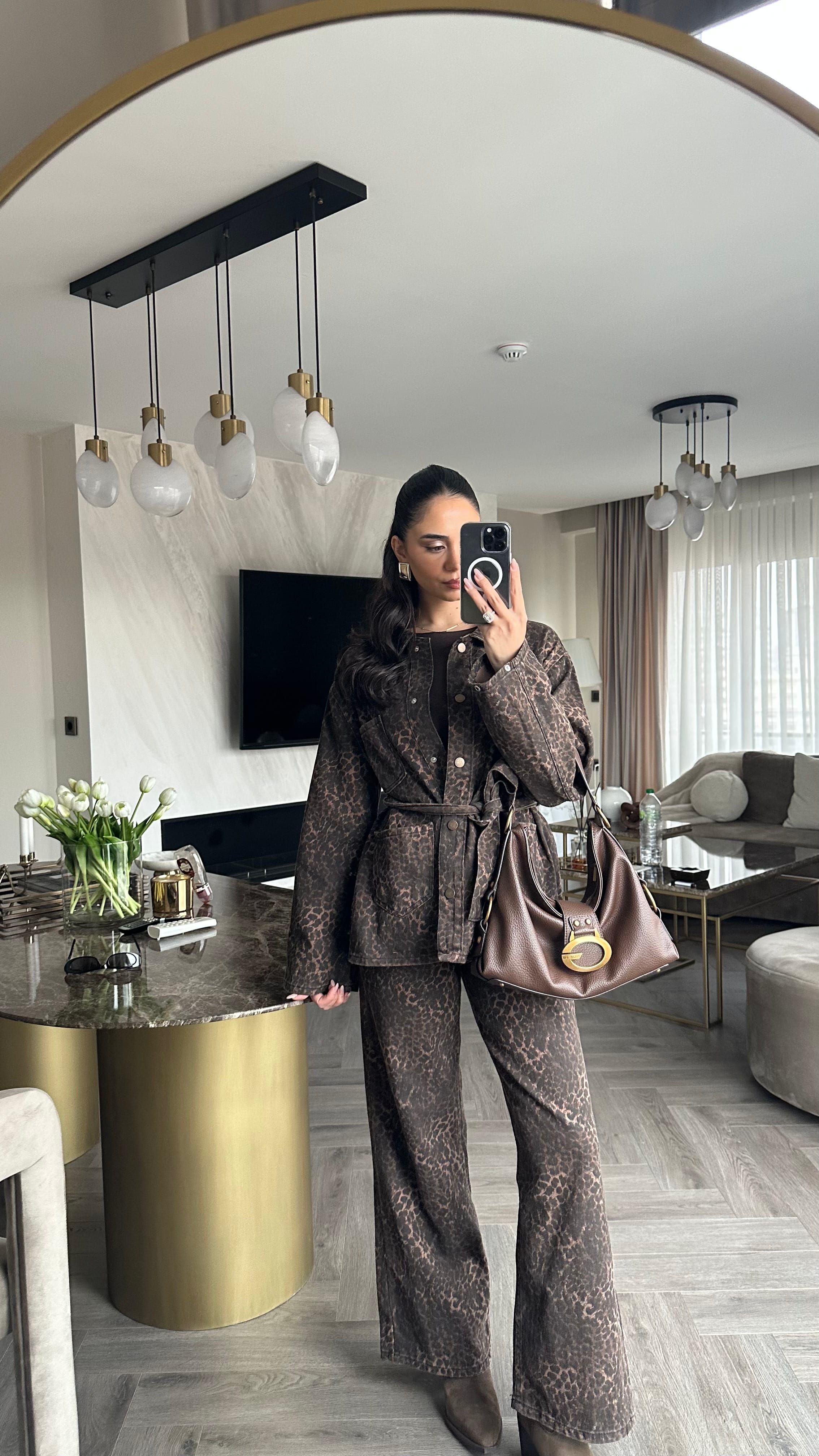 Kuşaklı Leopar Ceket 