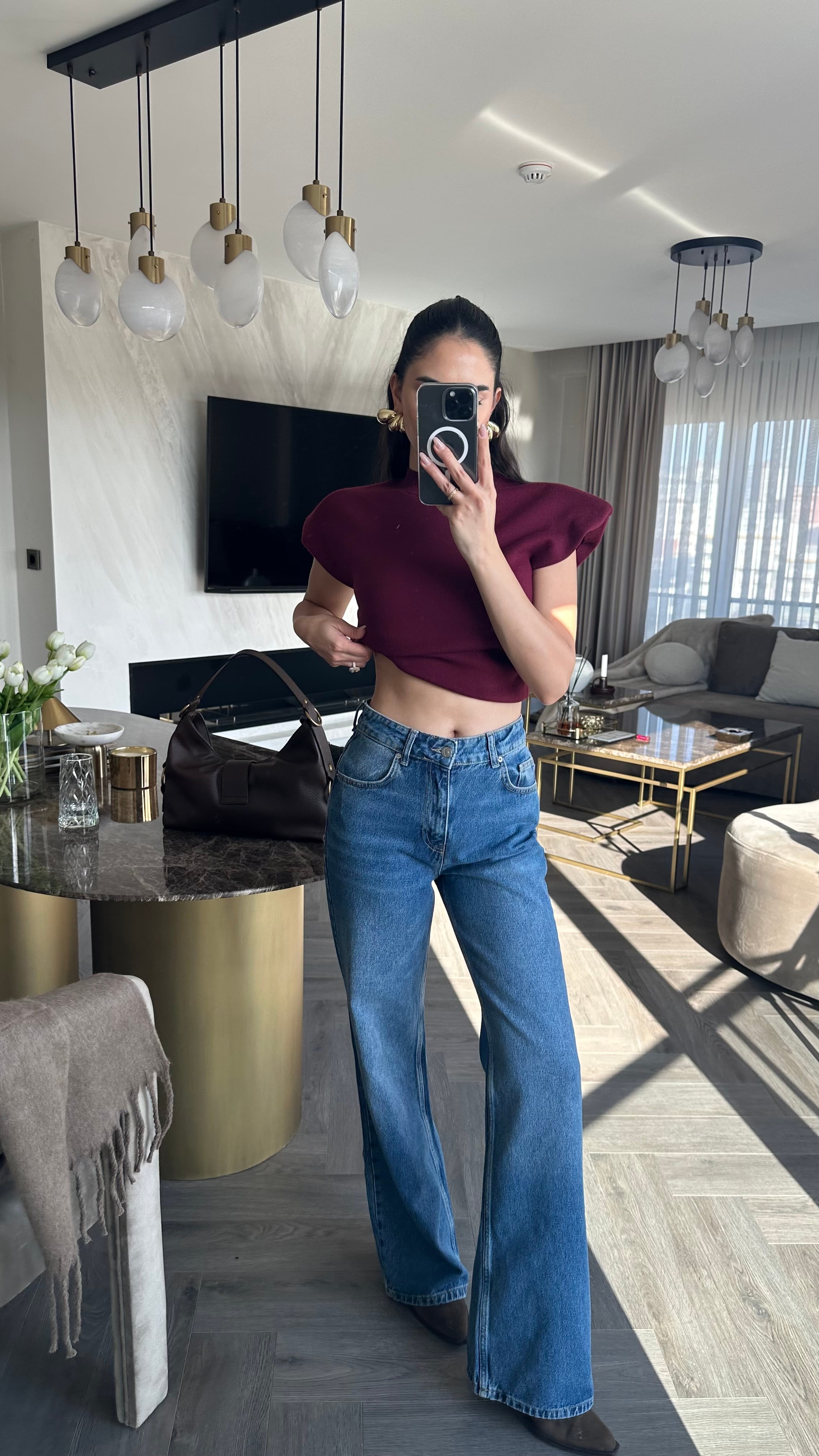 Yumuşak Dokulu Wide Leg Jean 