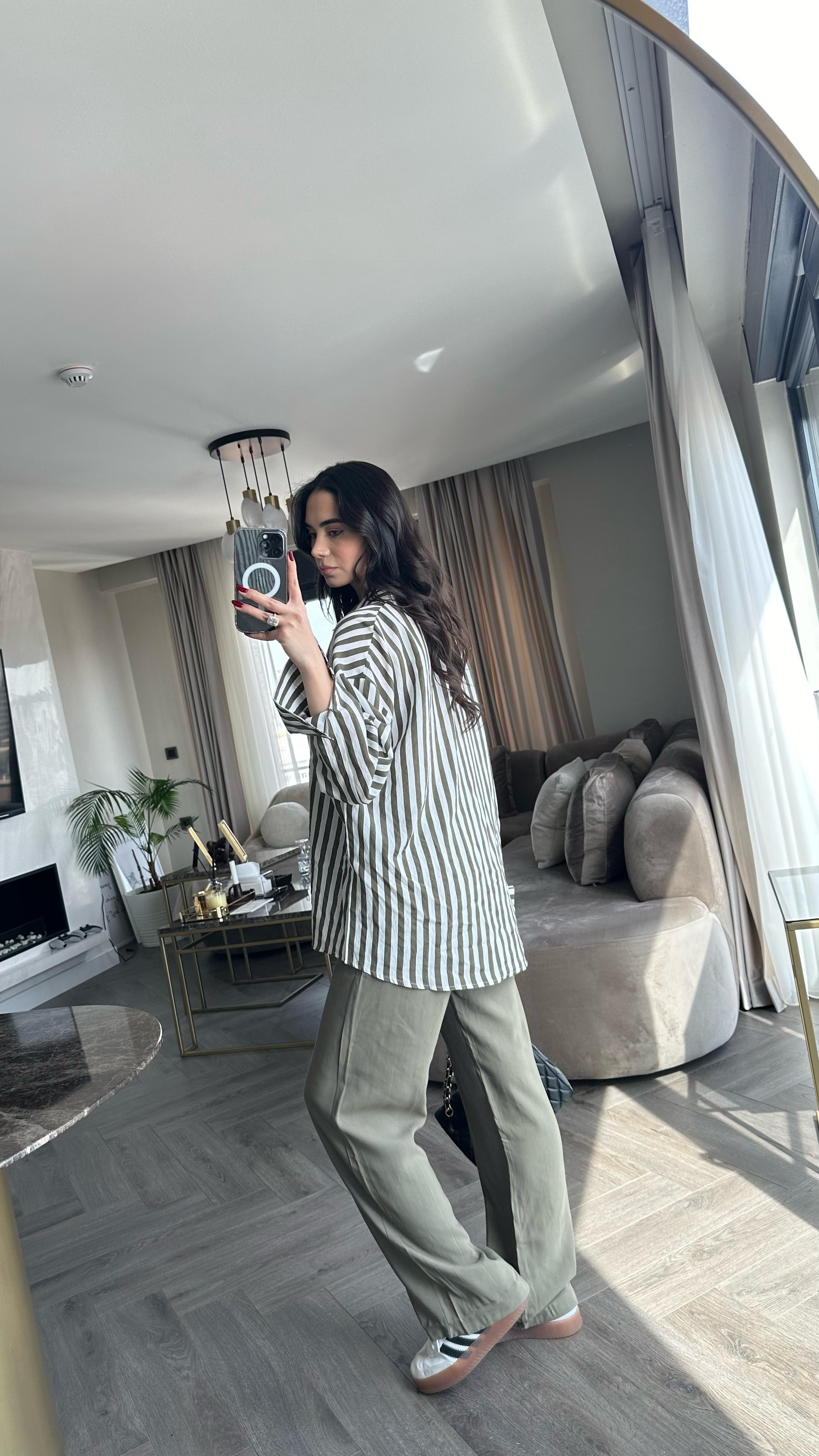 Massimo Oversize Gömlek Yeşil