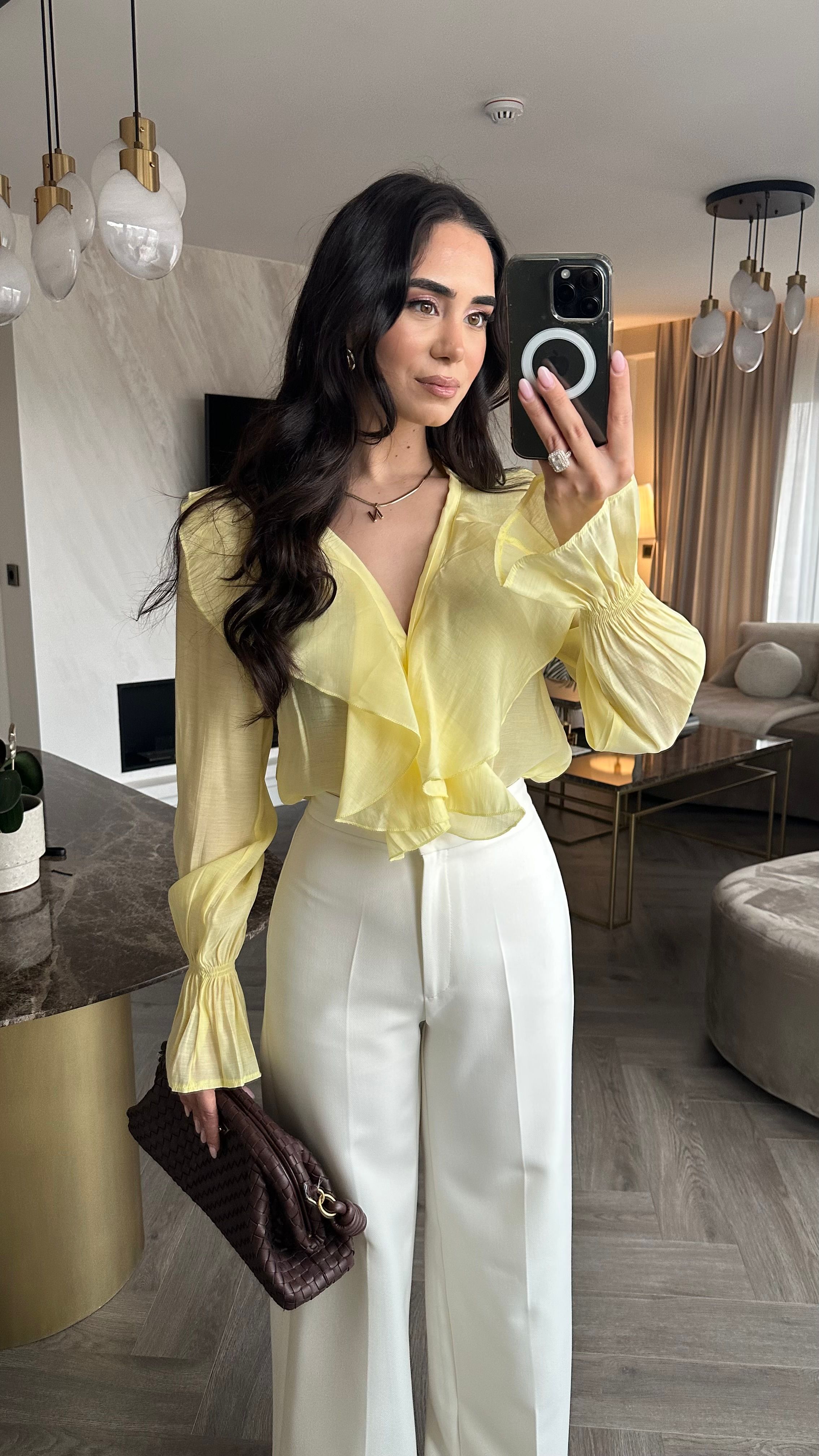 Premium Lia Palazzo Pantolon Krem