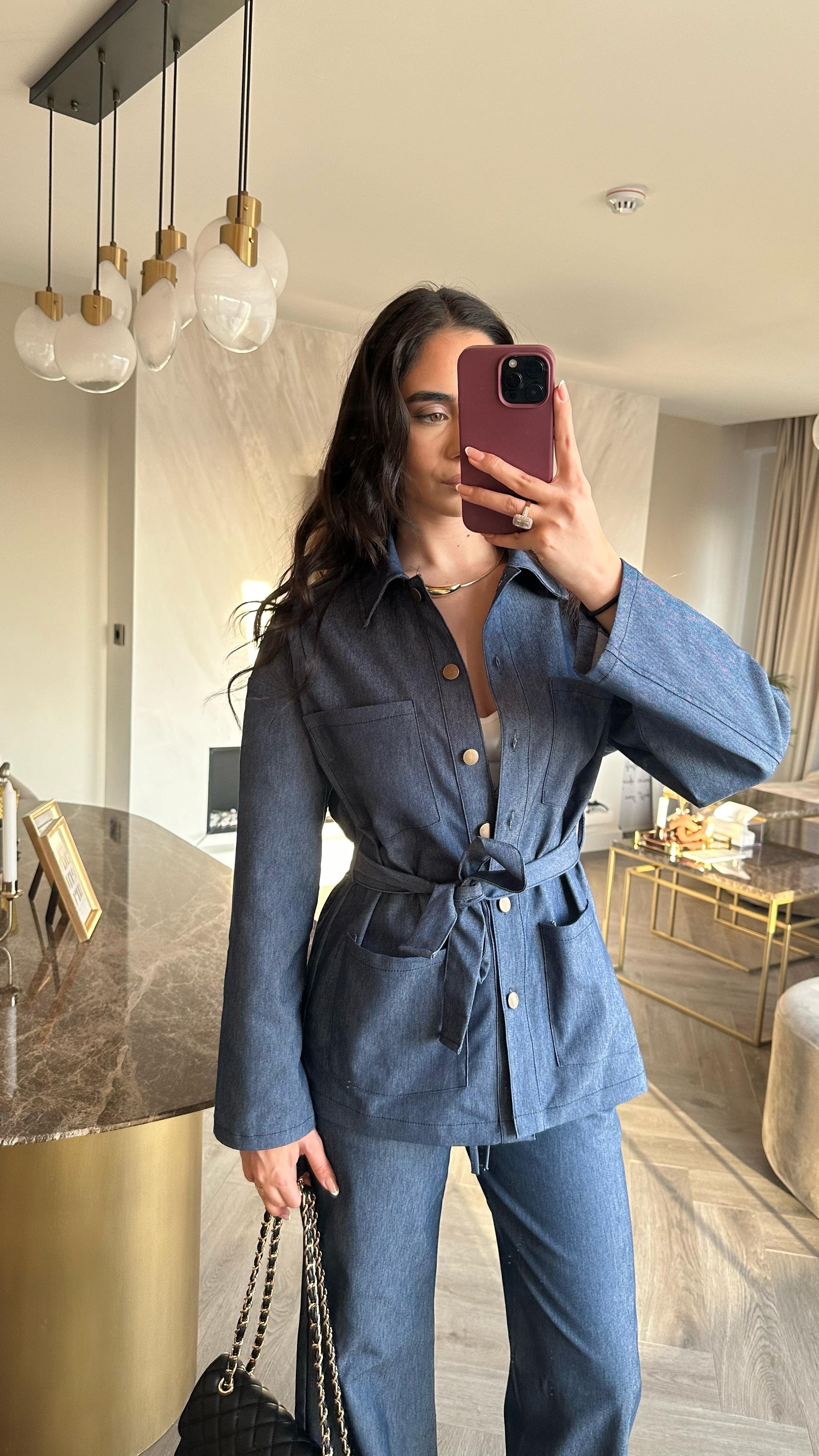Denim Ceket Takım Mavi