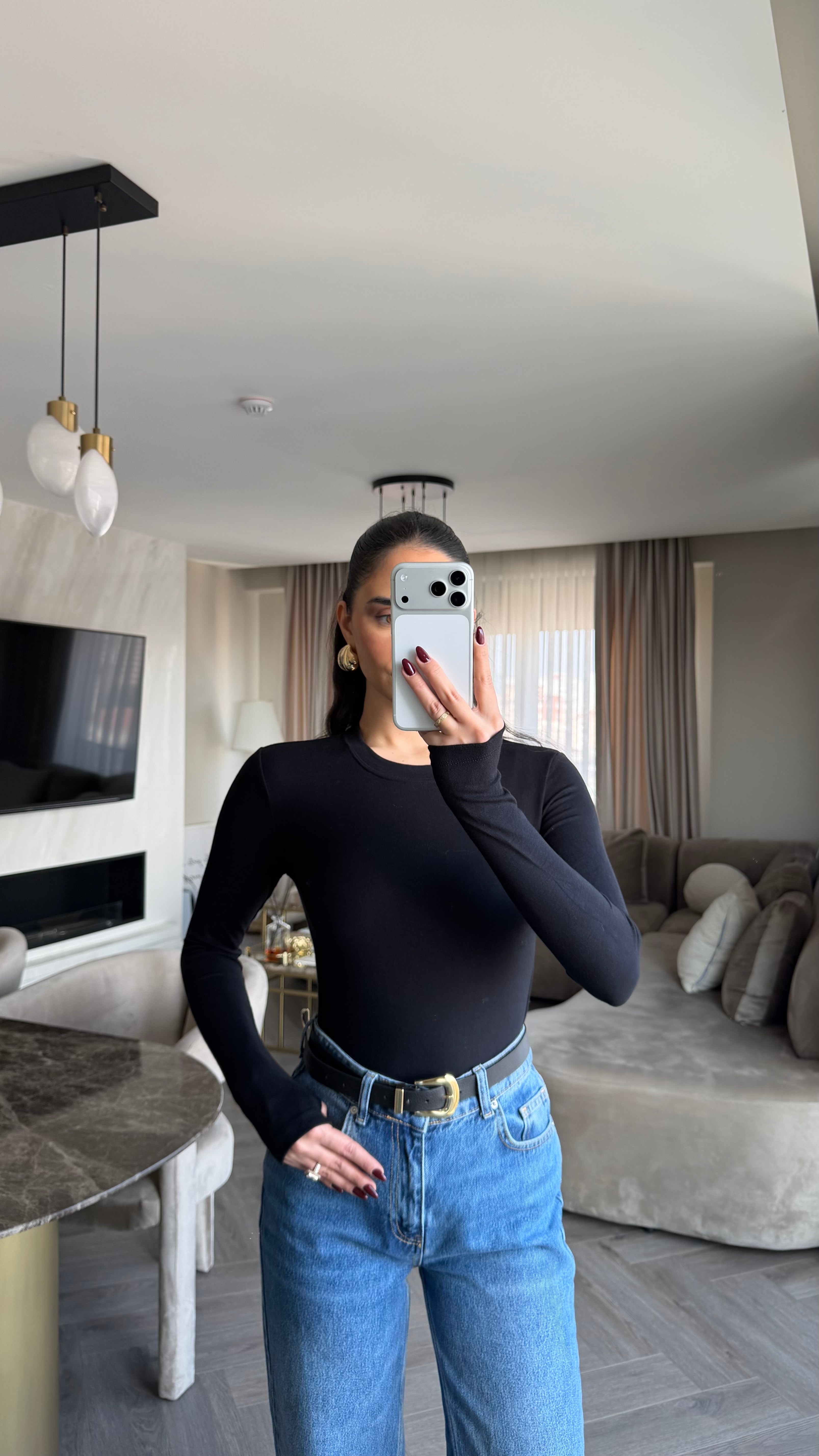 Oys Parmak Geçmeli Body  - Siyah