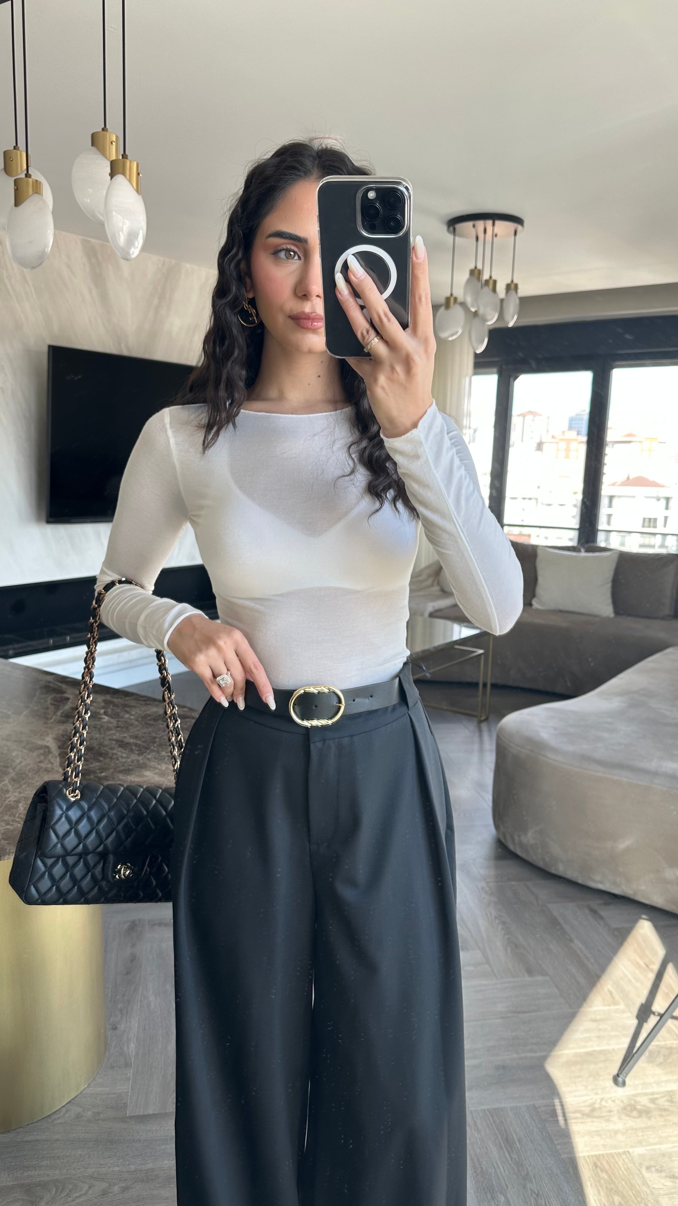 Modal Kaşmir Transparan Bluz Beyaz