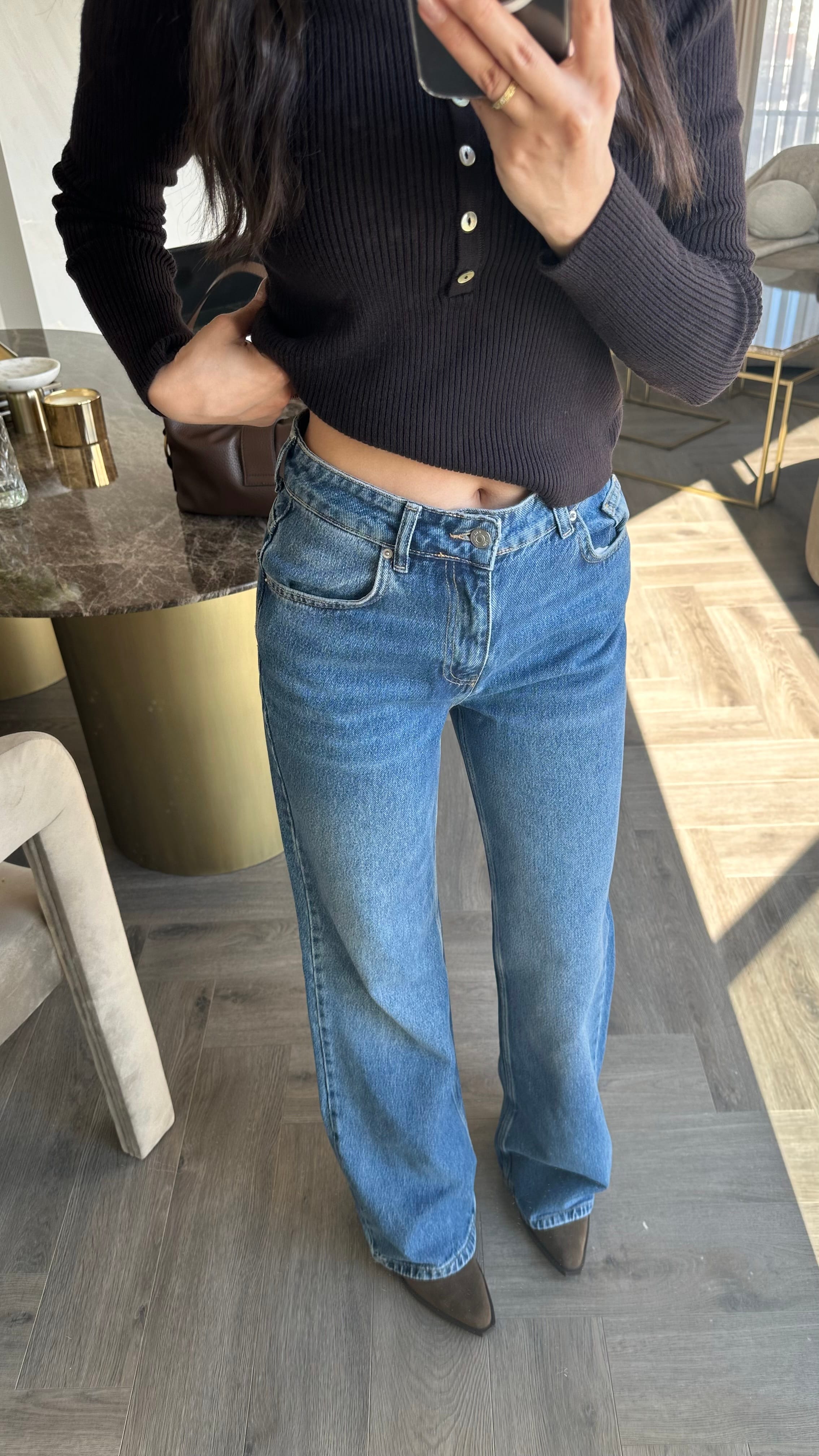 Yumuşak Dokulu Wide Leg Jean 