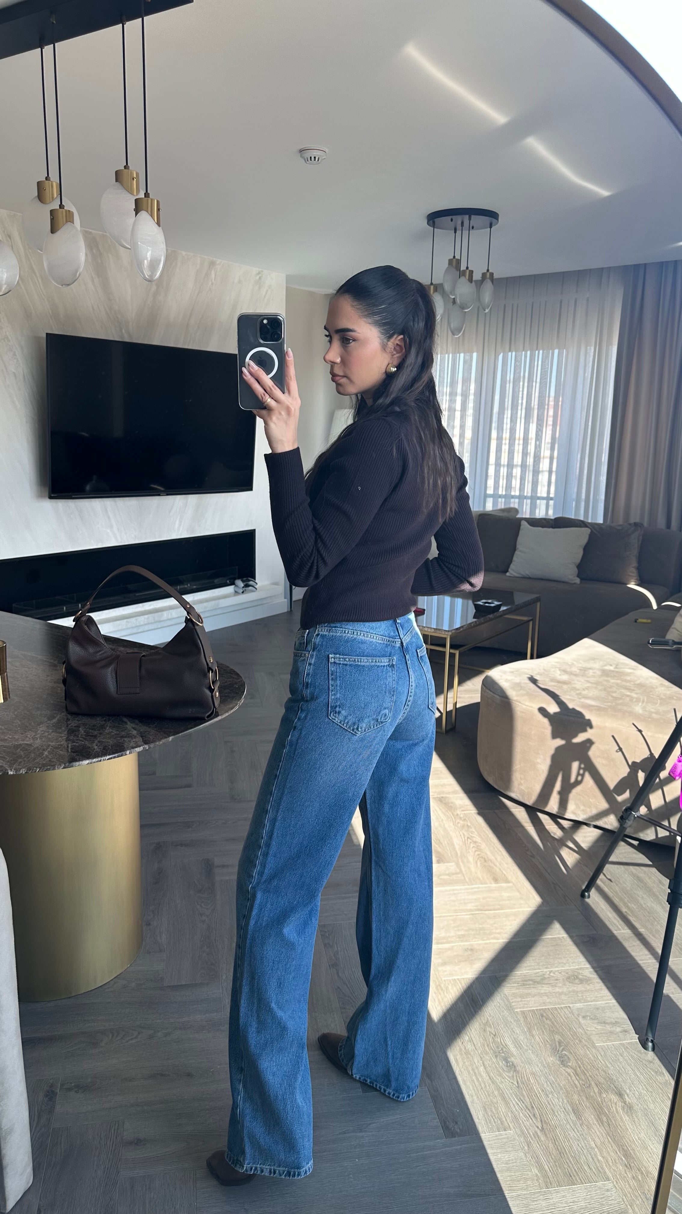Yumuşak Dokulu Wide Leg Jean 