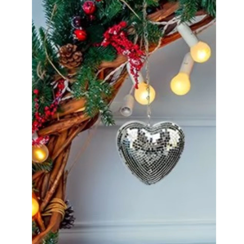 Gümüş Disco Mozaik Kalp