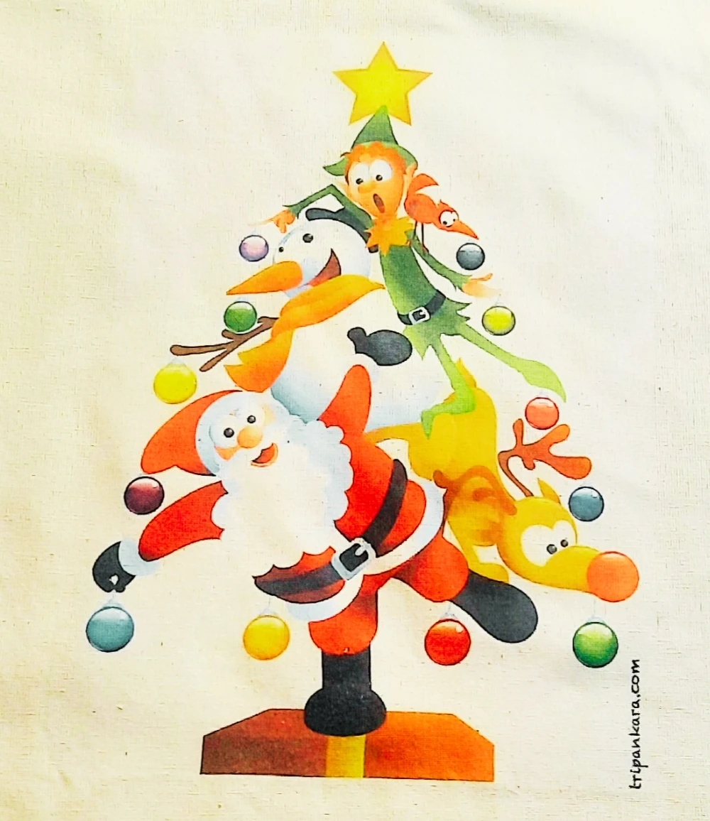 Santa ve Dostları Bez Çanta