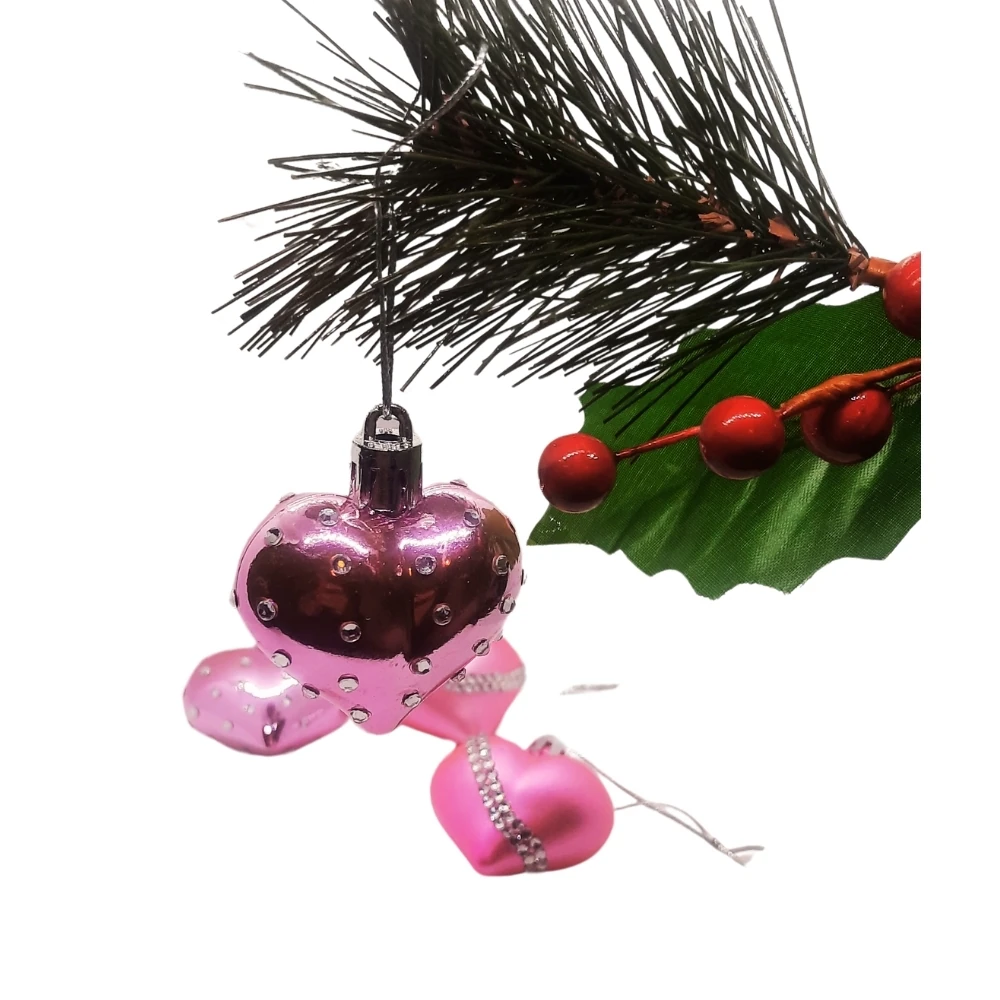 Shiny Pink Kalp Süs 2'li Set