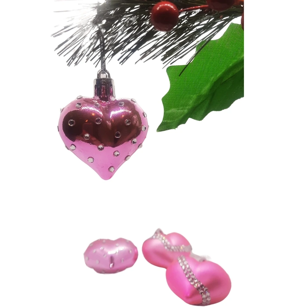 Shiny Pink Kalp Süs 2'li Set
