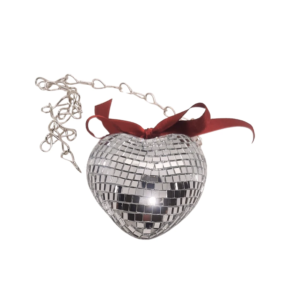 Gümüş Disco Mozaik Kalp