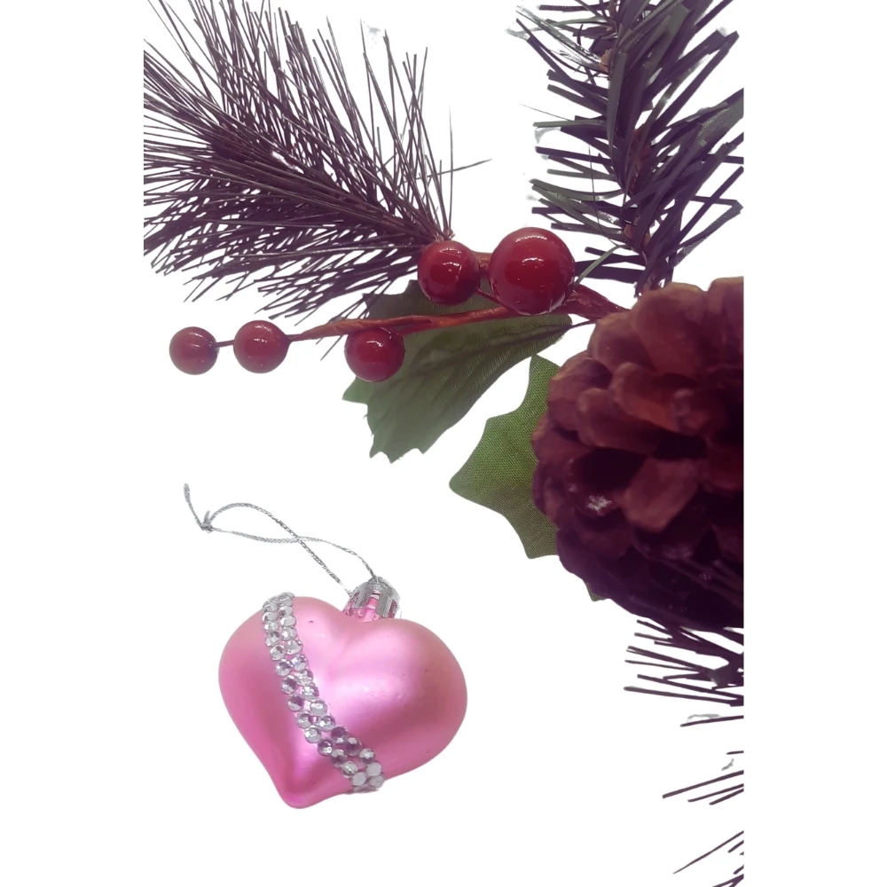 Silk Pink Kalp Süs 2'li Set