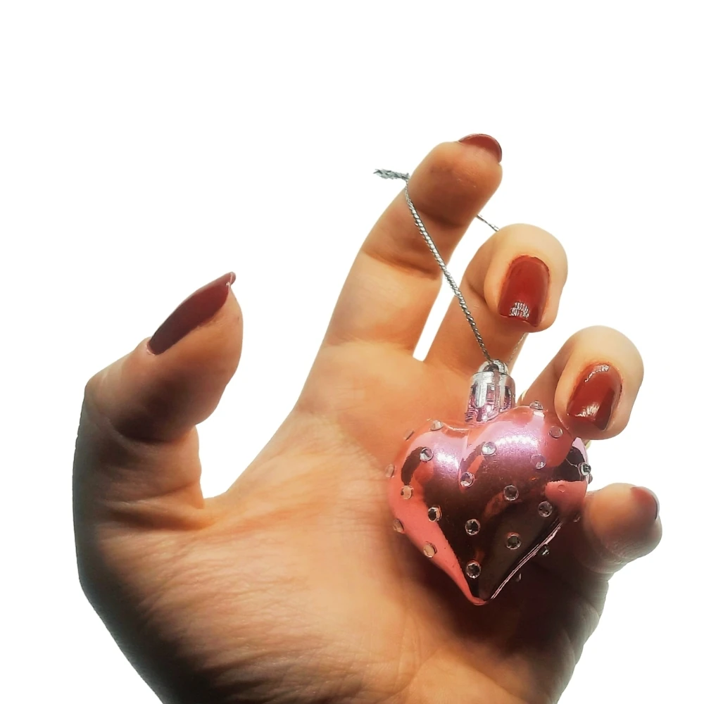 Shiny Pink Kalp Süs 2'li Set