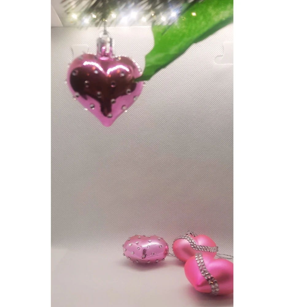 Shiny Pink Kalp Süs 2'li Set