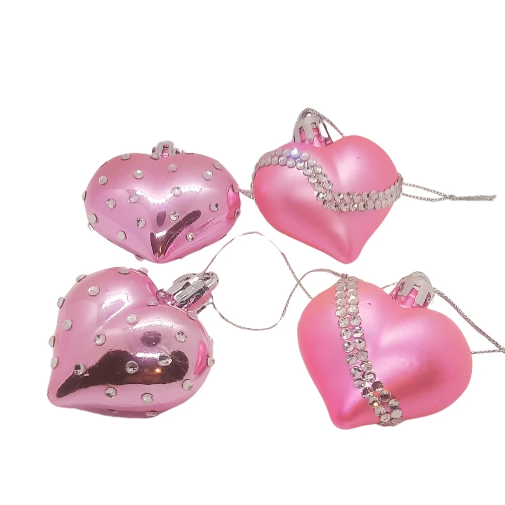 Silk Pink Kalp Süs 2'li Set