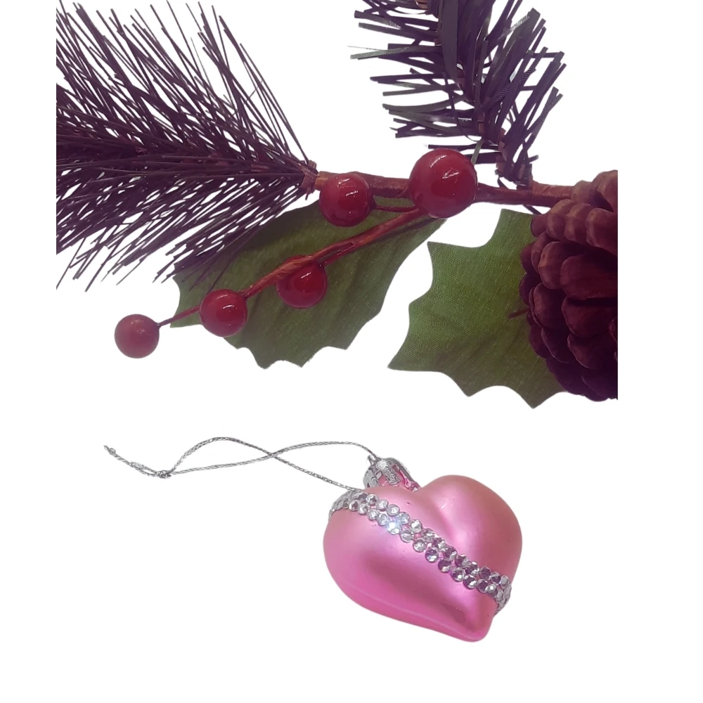 Silk Pink Kalp Süs 2'li Set