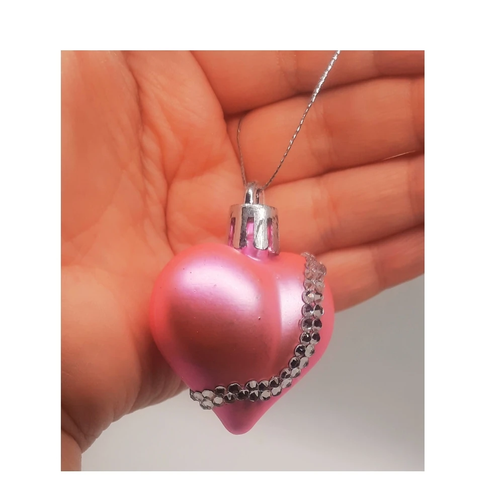 Silk Pink Kalp Süs 2'li Set