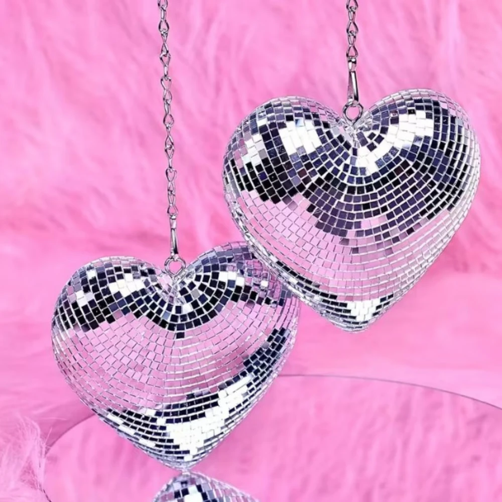 Gümüş Disco Mozaik Kalp