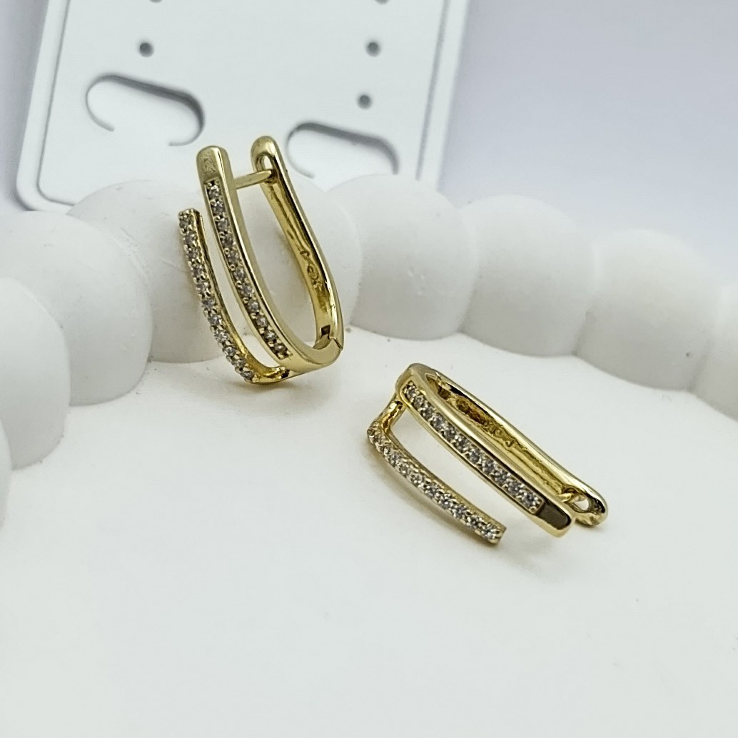 Xuping Küpe Infinity Lines Sonsuzluk Çizgileri Model Zirkon Taşlı 14k Gold Renk