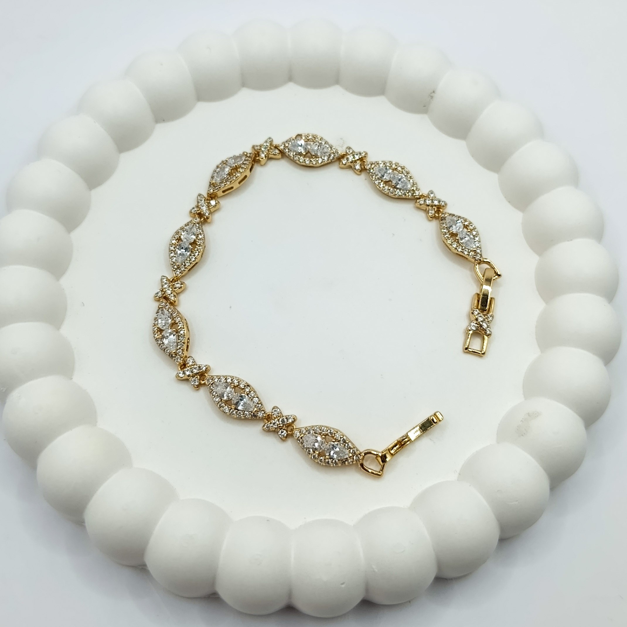 XUPİNG Zirkon Kesme Taşlı Firuze Model Gold Renk Bileklik