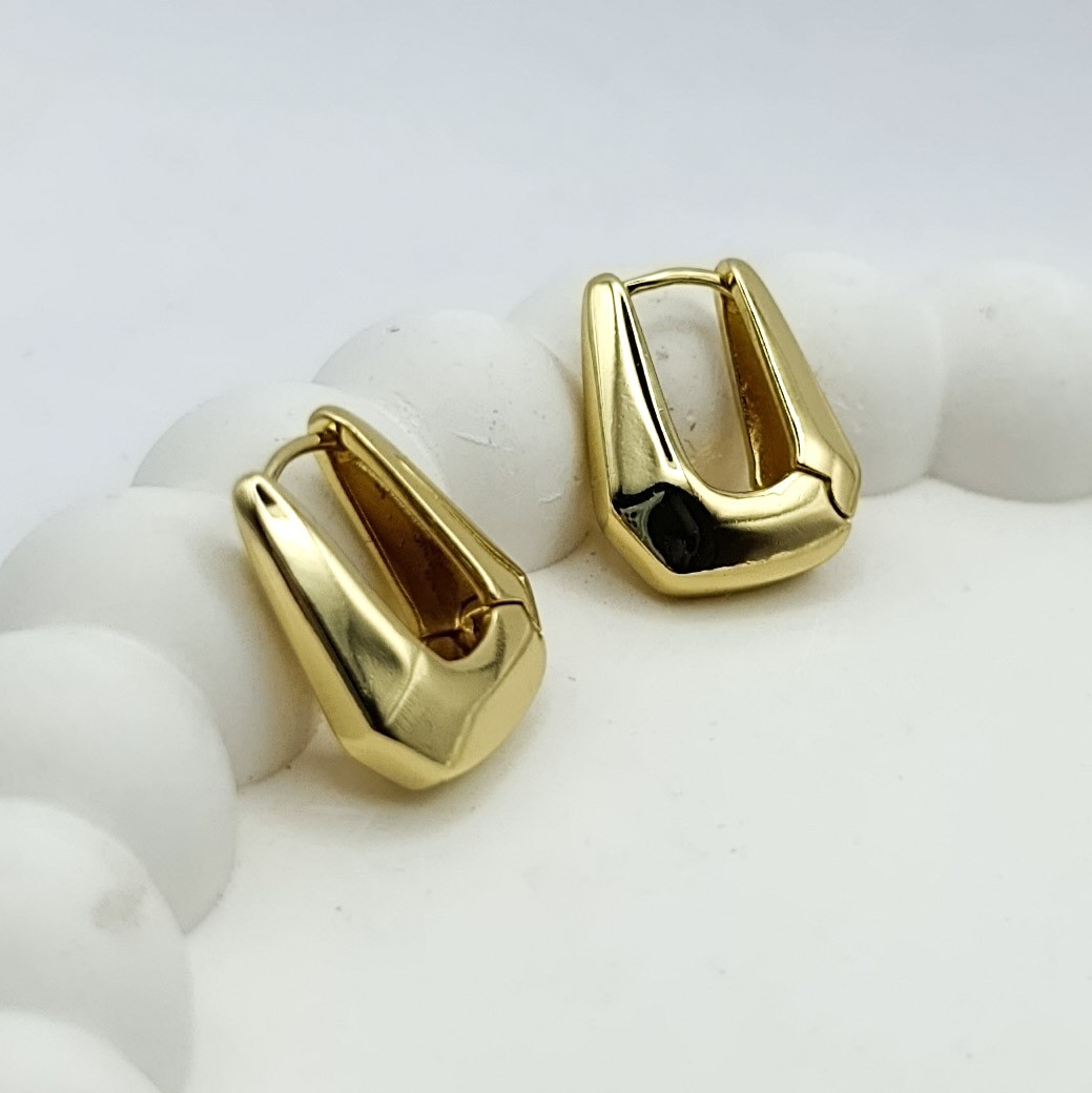 Xuping Küpe Prestij Halkası Model Modern Köşeli Tasarım 14k Gold Renk
