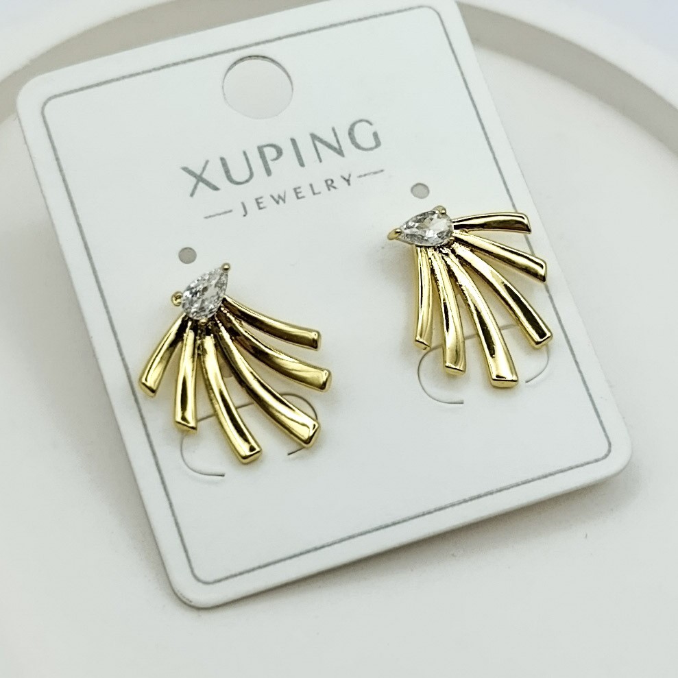 Xuping Küpe Güneş Hüzmesi Model Kulağa Yapışık 14k Gold Renk