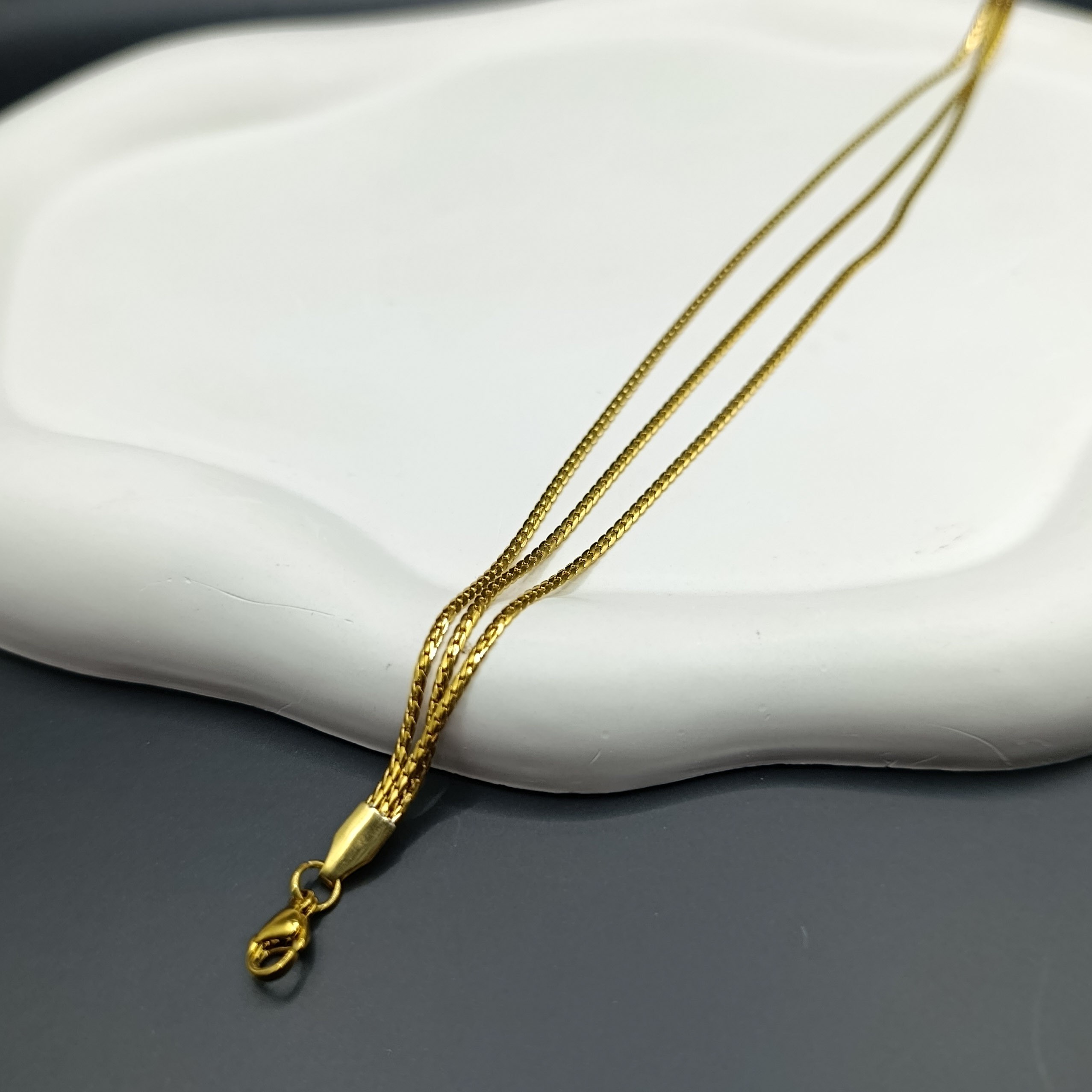 Çelik Halhal Balıksırtı Model 3 Zincir Gold Renk