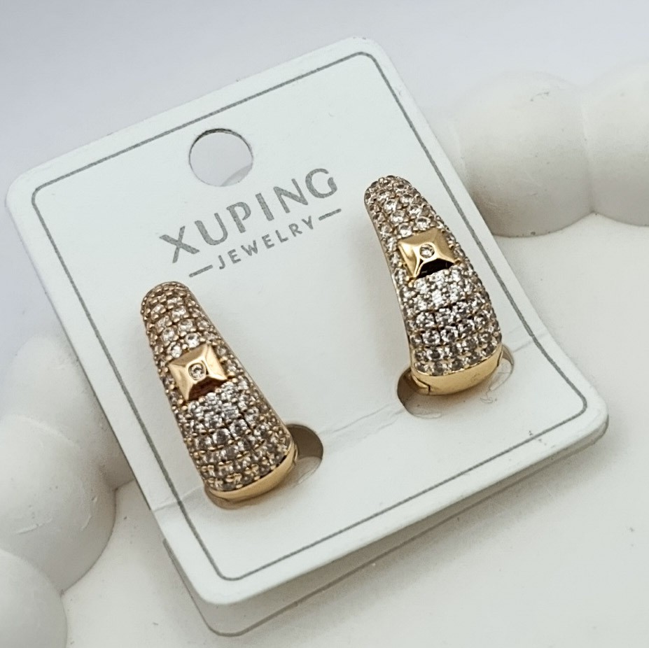 Xuping Küpe Zerafet Halkası Model Sıvama Zirkon Taşlı Rose Gold Renk