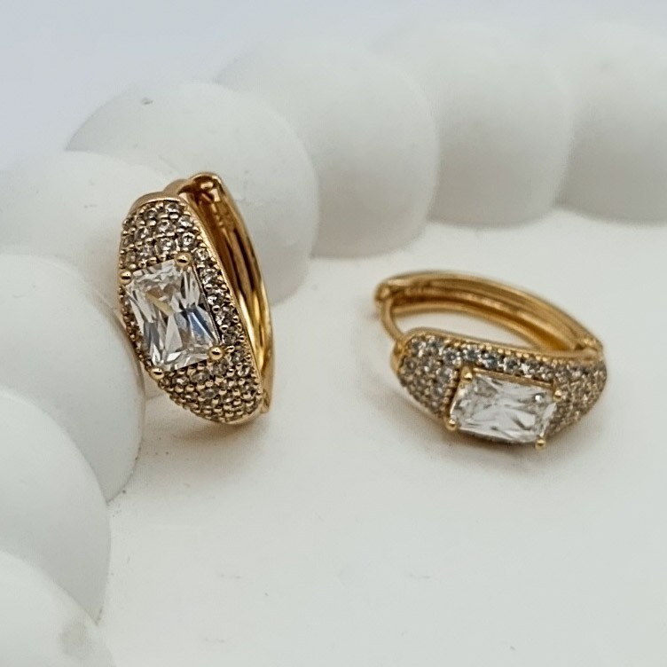 Xuping Küpe Kraliçe Taşı Model Baget ve Sıvama Zirkon Taşlı Rose Gold Renk