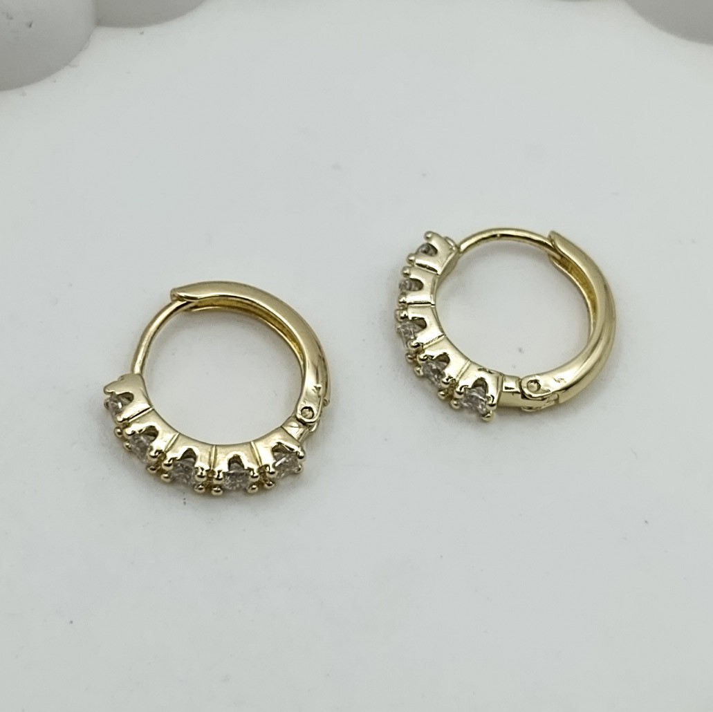Xuping Küpe Kristal Zerafet Halka Model Zirkon Taşlı 14k Gold Renk