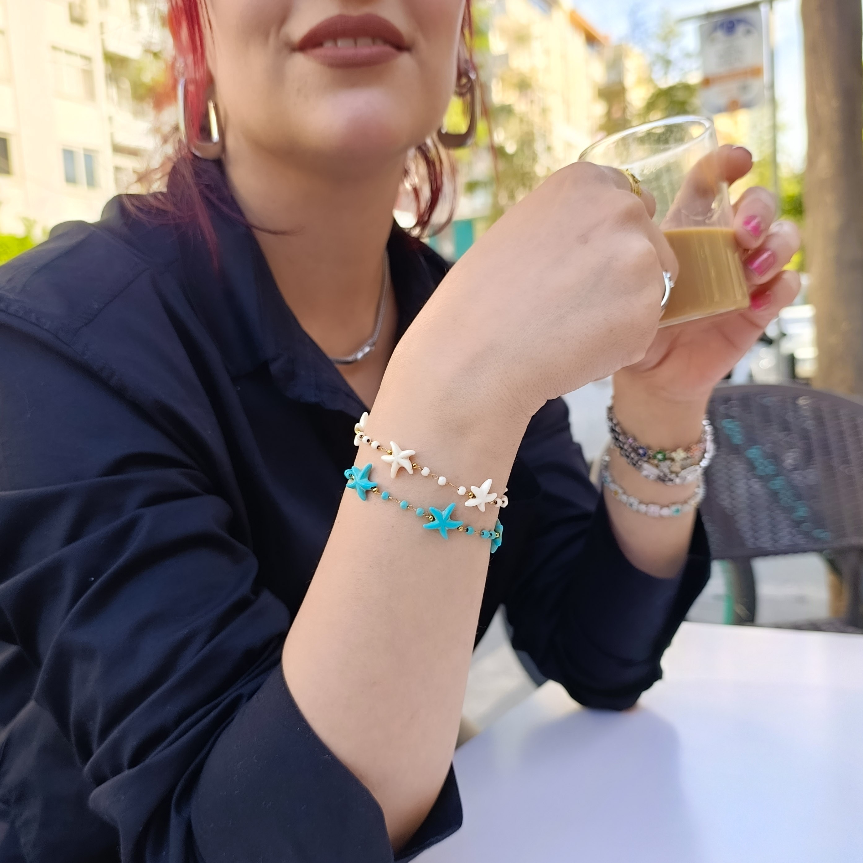 Çelik Bileklik Deniz Yıldızı Detaylı