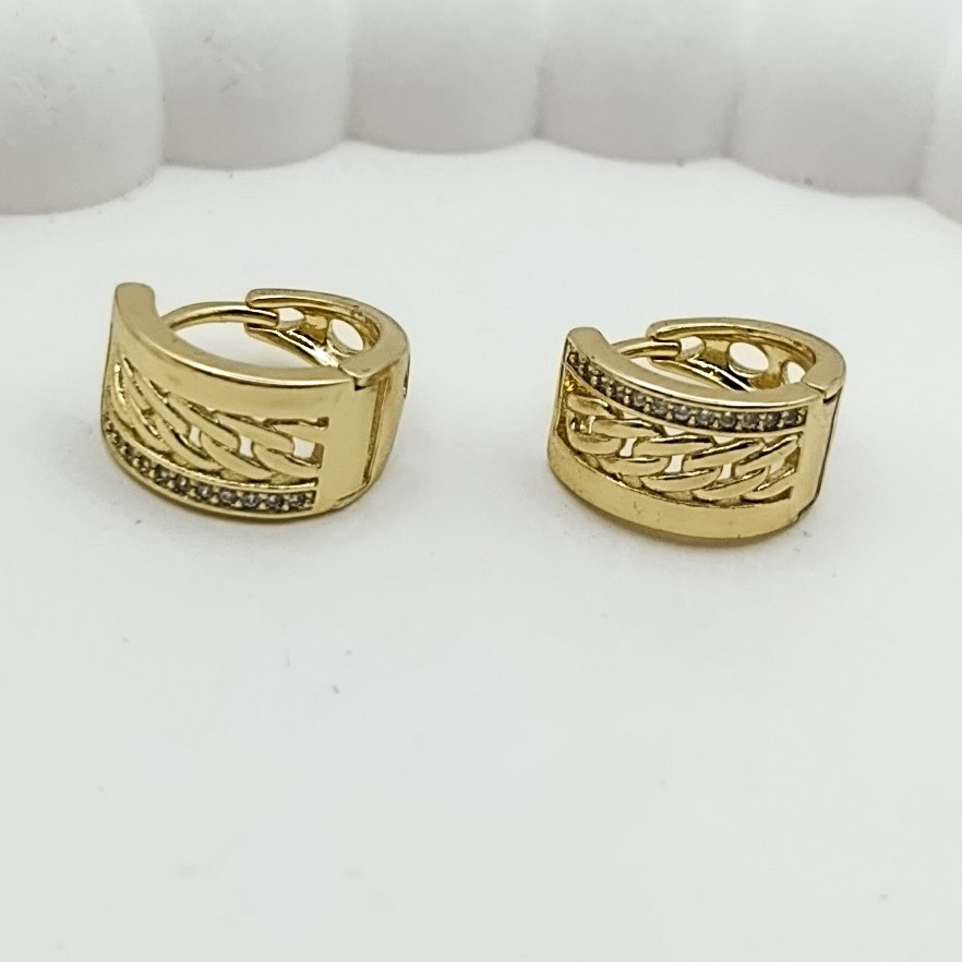 Xuping Küpe Altın Zincir Zerafet Kalın Halka Model Zirkon Taşlı 14k Gold Renk