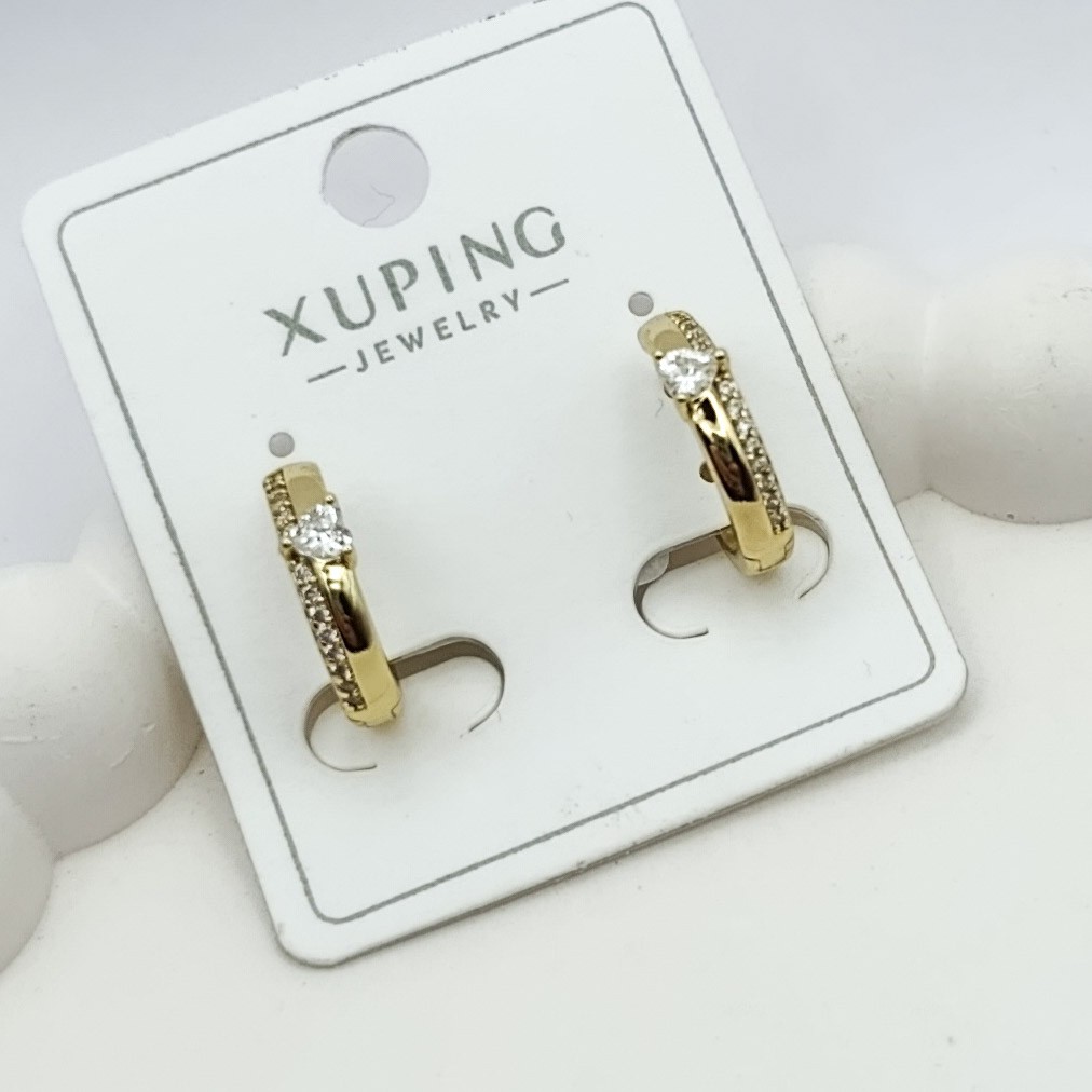 Xuping Küpe Tek Taş Zerafet Halka Model Zirkon Taşlı 14k Gold Renk