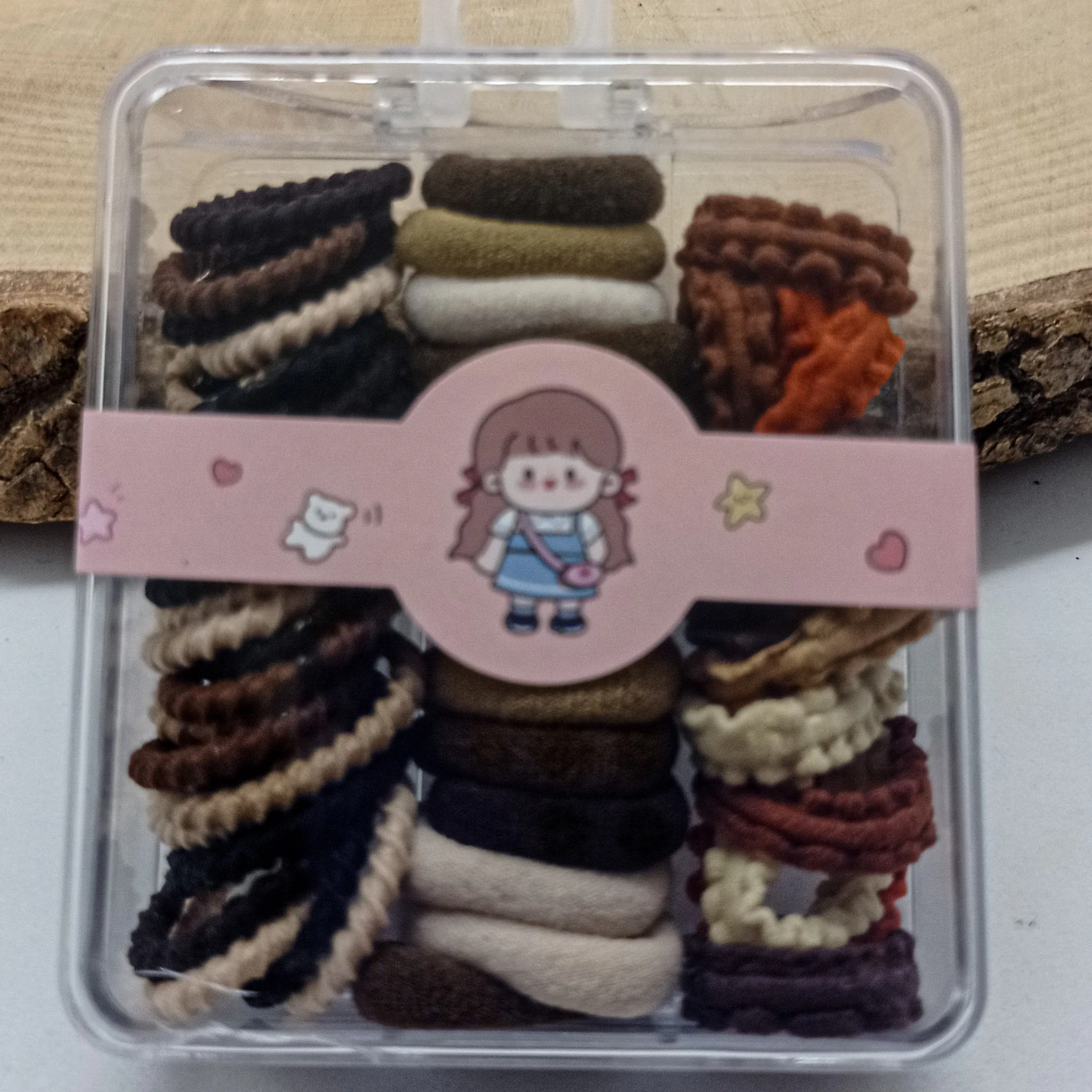 Çoklu Kahve ve Tonlarında Kutulu Lastikli Toka