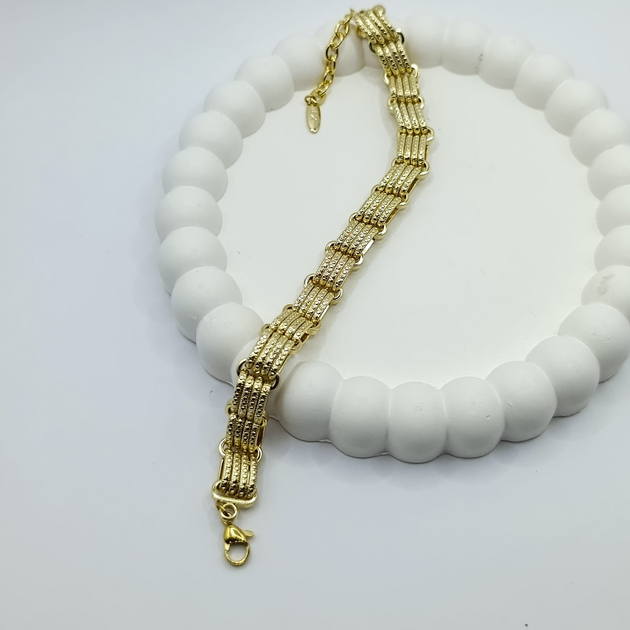 Xuping Bileklik 4 Oval Halka Dikey Yanyana Zİncir Tanesi Model 14K Gold Renk