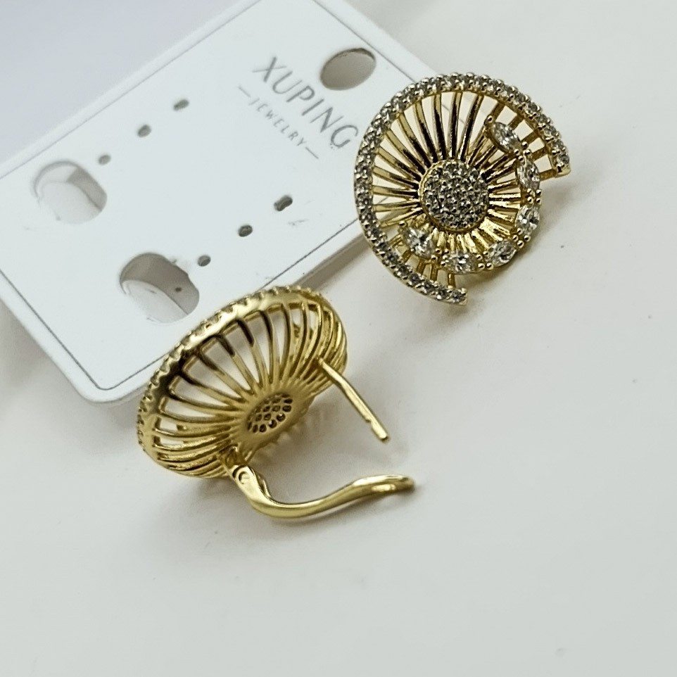 Xuping Küpe Sun Model Zirkon Taşlı Halka Tipi Kapama 14k Gold Renk