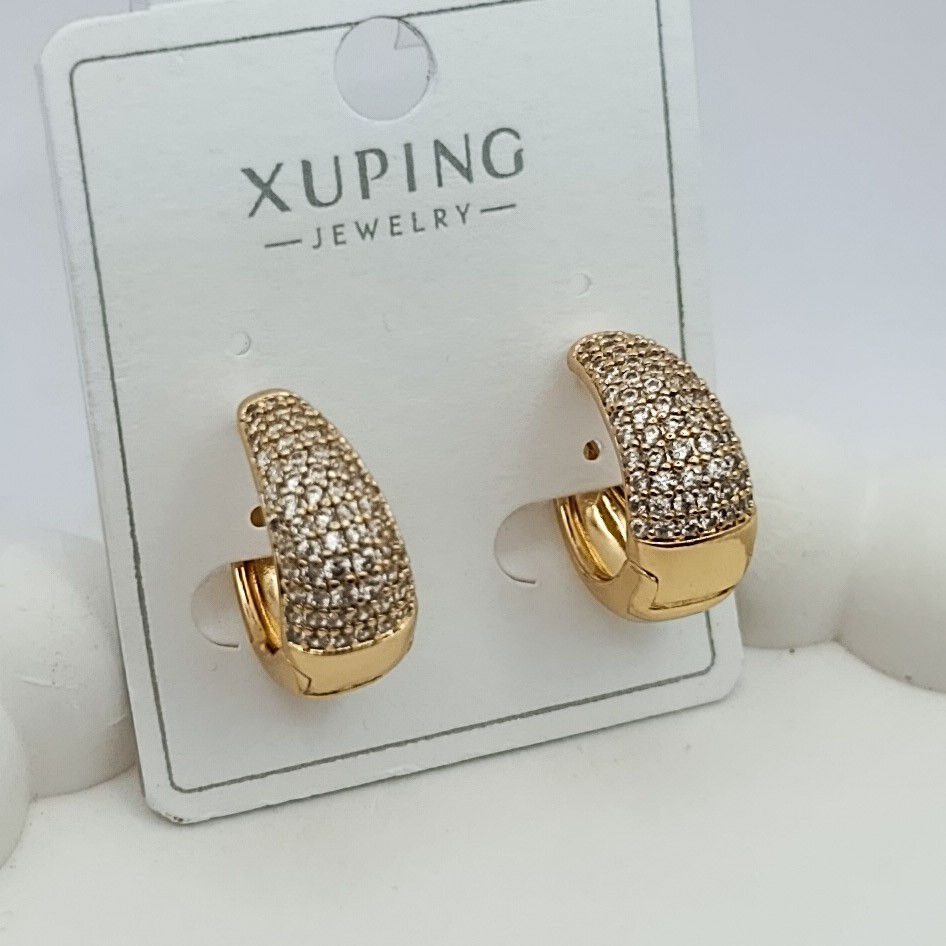 Xuping Küpe Lüks Dokunuş Halka Model Sıvama Zirkon Taşlı Rose Gold Renk
