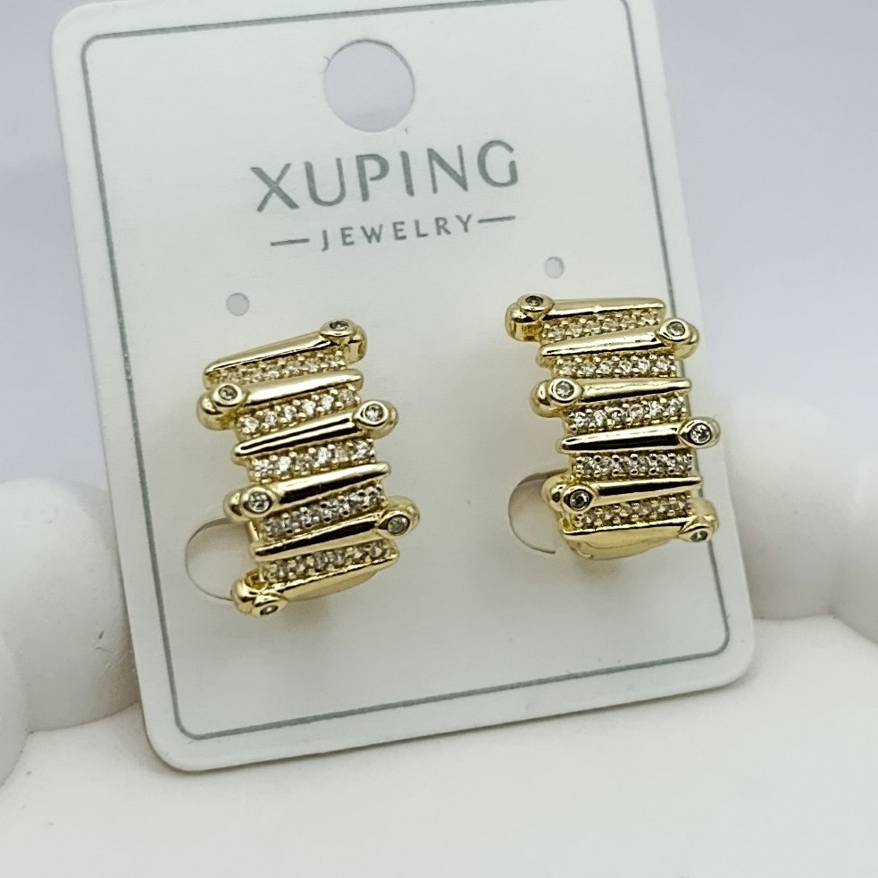 Xuping Küpe Aşk Merdiveni Halka Model Zirkon Taşlı 14k Gold Renk